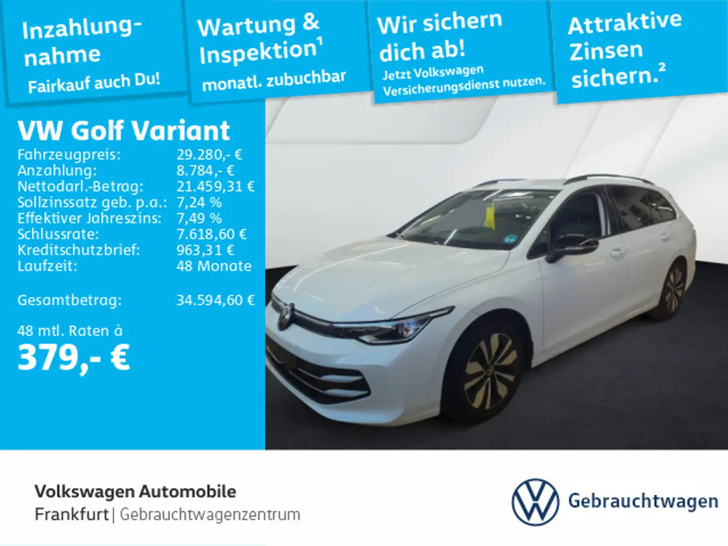 Volkswagen Golf Variant Golf VIII Variant 1.5 eTSI DSG Goal Navi AHK Spu Weiß - 1