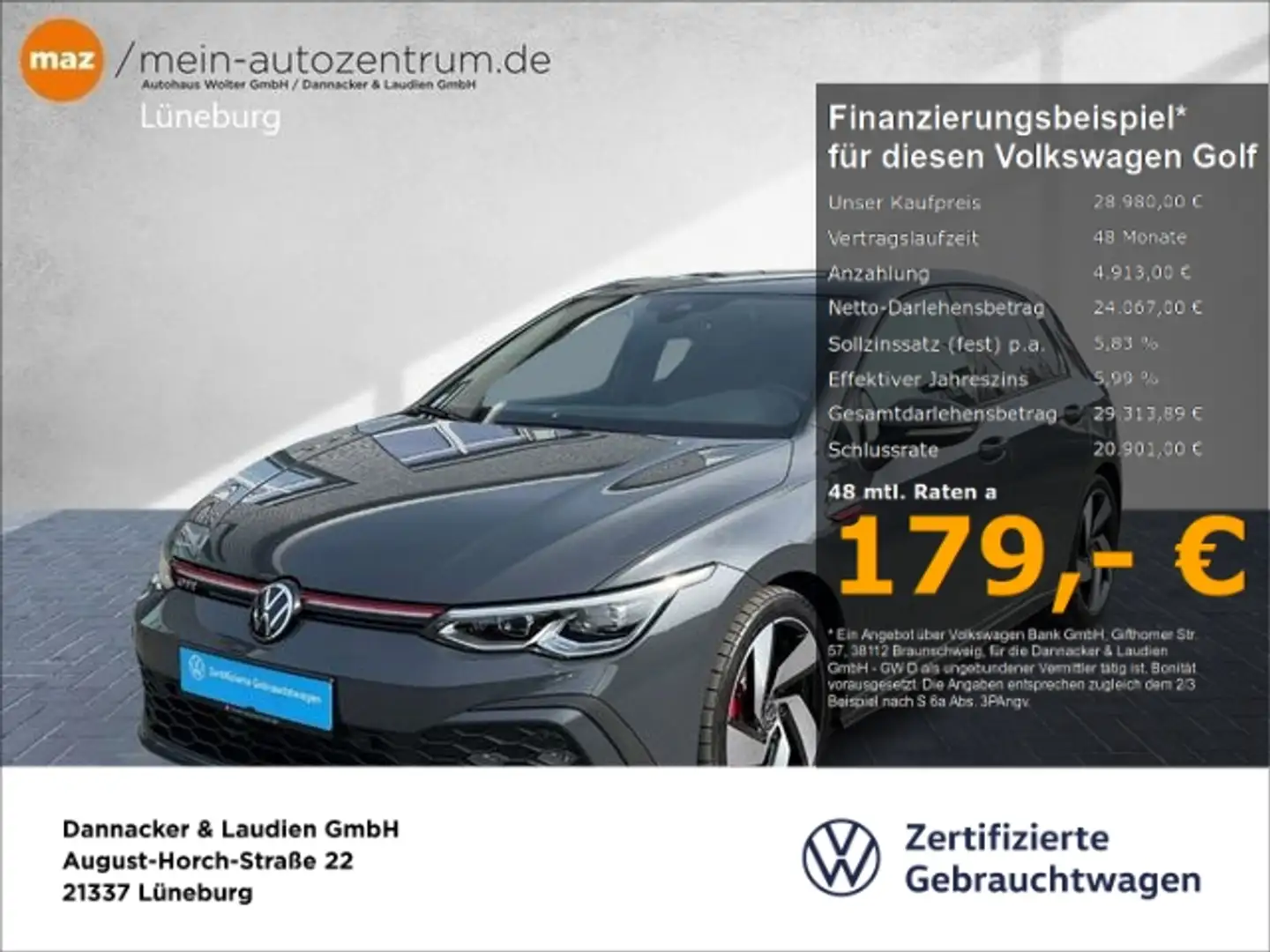 Volkswagen Golf VIII GTI 2.0 TSI Alu LEDPlus AHK Navi ACC K Grau - 1