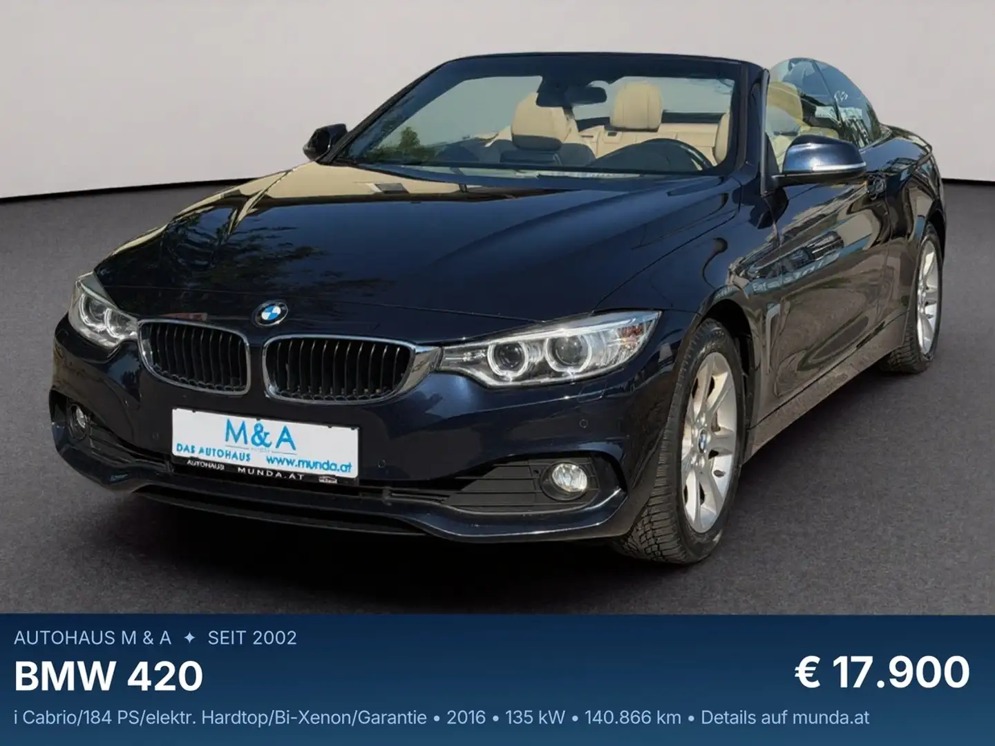 BMW 420 i Cabrio/184 PS/elektr. Hardtop/Bi-Xenon/Garantie Blau - 1
