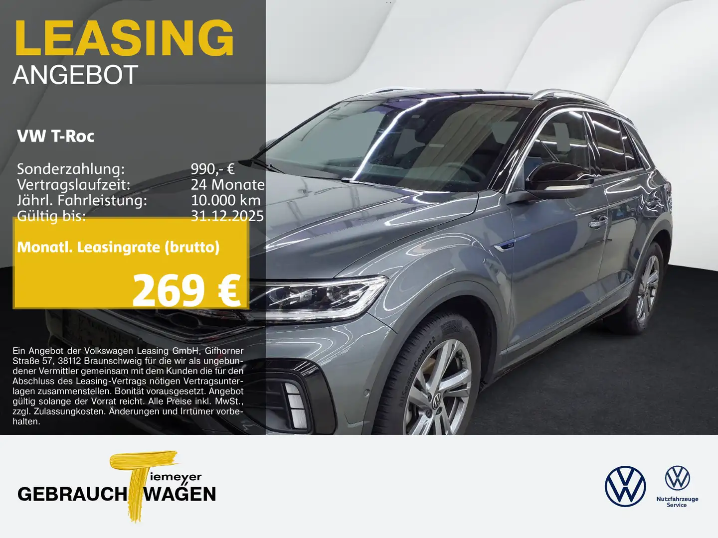 Volkswagen T-Roc 1.5 TSI DSG R-LINE KAMERA AHK NAVI PRIVACY Grau - 1