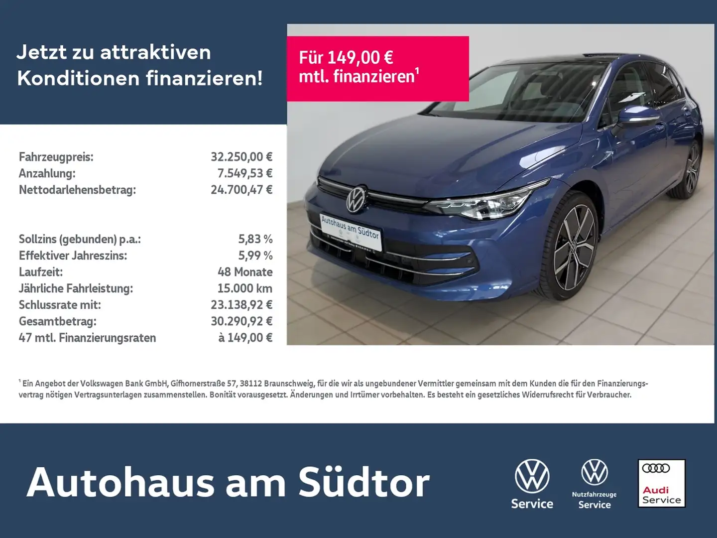 Volkswagen Golf VIII Style 1.5 eTSI DSG | LED RFK ACC Navi Blau - 1