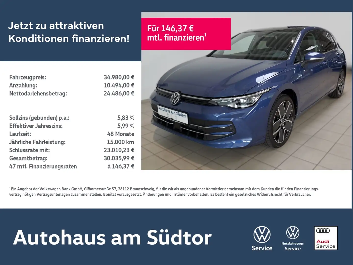 Volkswagen Golf VIII Style 1.5 eTSI DSG | LED RFK ACC Navi Blau - 1