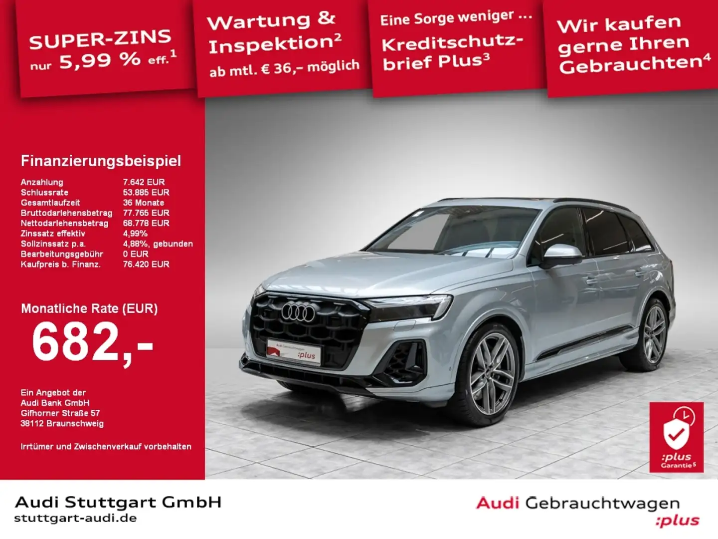 Audi Q7 S line 55 TFSI e quattro tiptronic AHK AIR Ezüst - 1