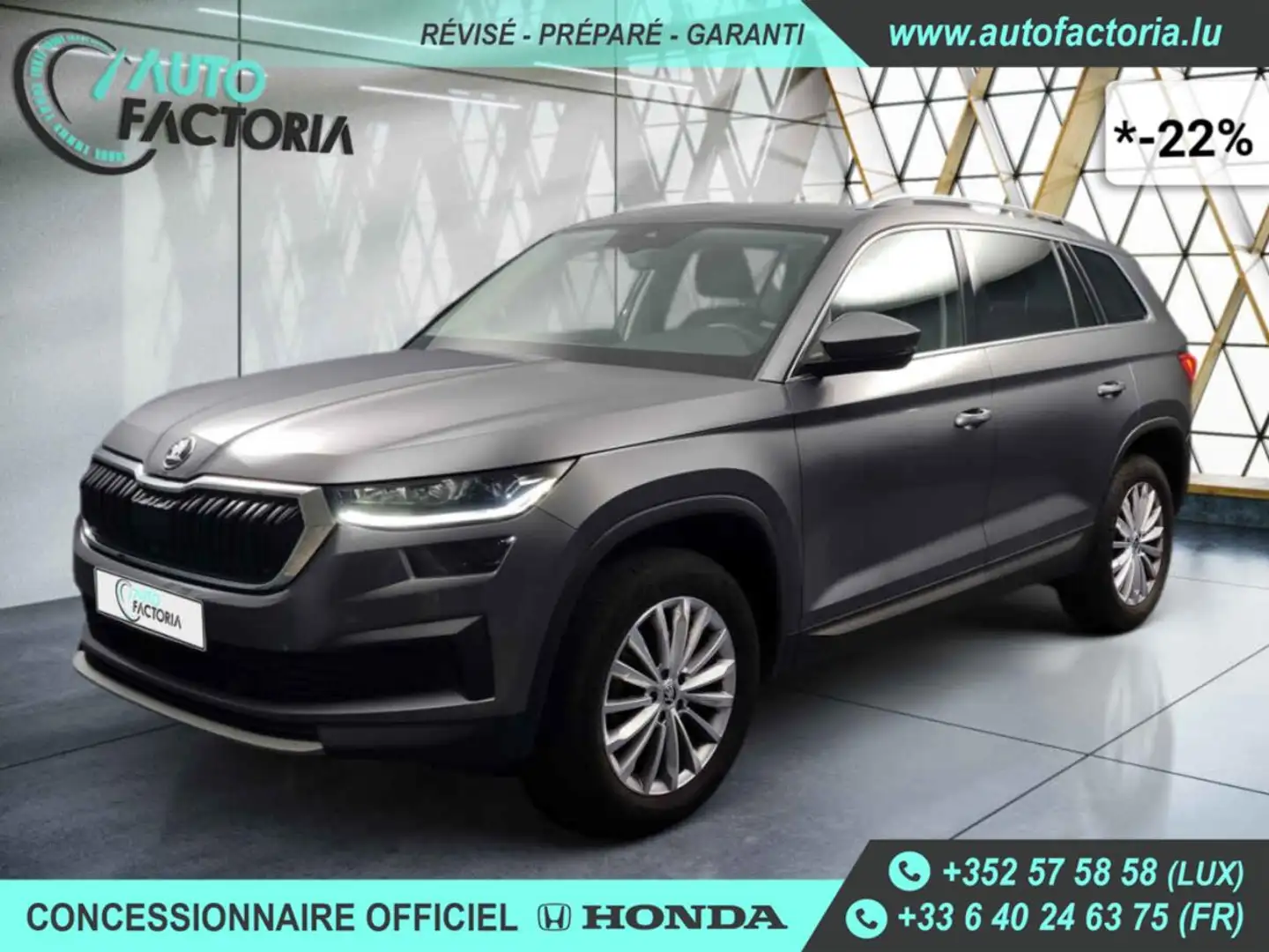 Skoda Kodiaq -22% 1.5 TSI 150 BVA 7PL +MIRRORLINK+CAM+Opts Gris - 1