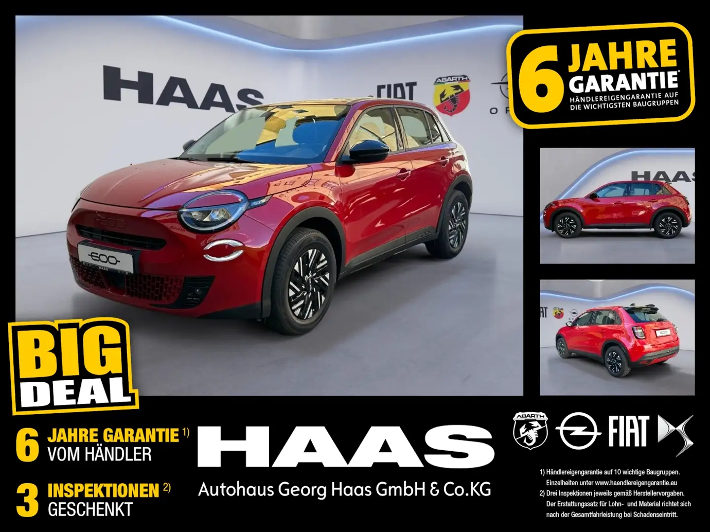 Fiat 600 Apple Carplay, Tempomat, Bluetooth uvm Rojo - 1