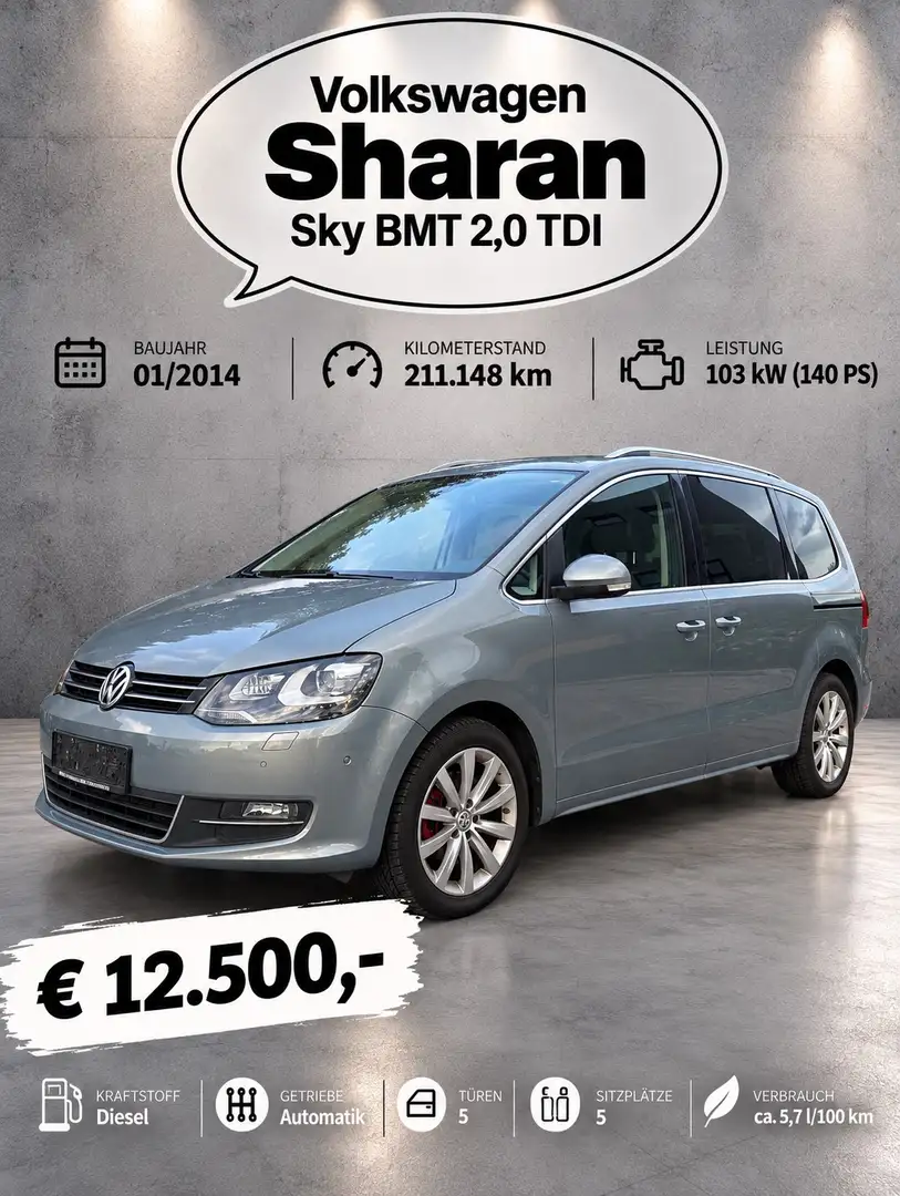 Volkswagen Sharan Sky BMT 2,0 TDI DPF DSG Grau - 1