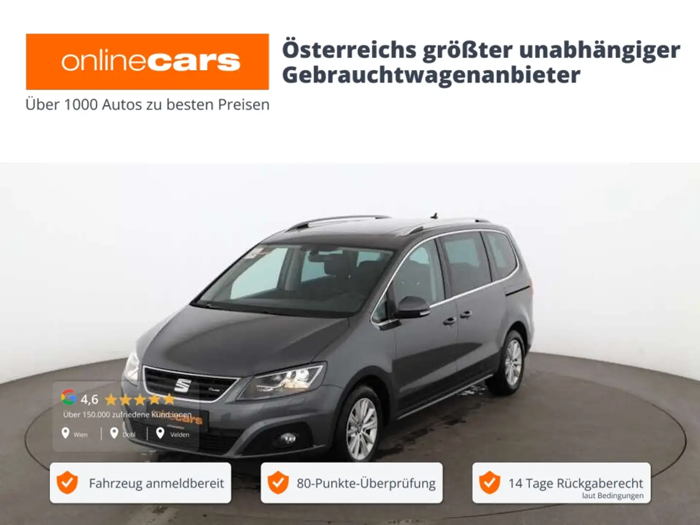 SEAT Alhambra 2.0 TDI FR Aut 7-SITZER XENON SKY AHK Grau - 1