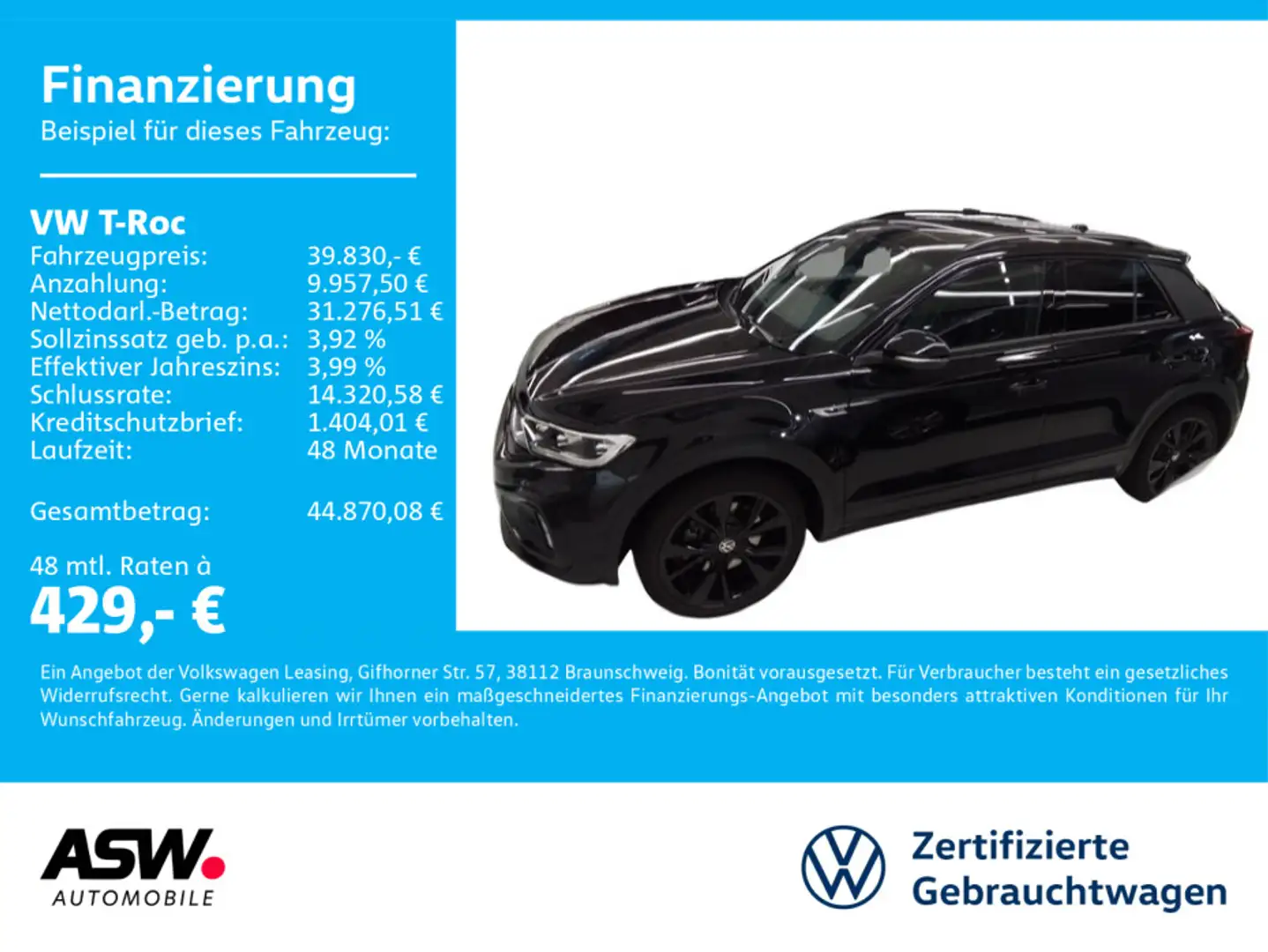 Volkswagen T-Roc T-ROC R-Line 4M 2.0TSI DSG ACC AHK Navi RFK Pano Schwarz - 1