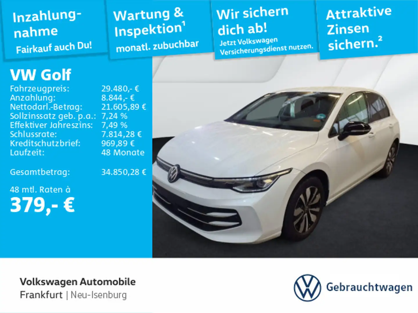 Volkswagen Golf VIII 2.0 TDI Goal Navi LEDPlus DAB+ FrontAs Weiß - 1