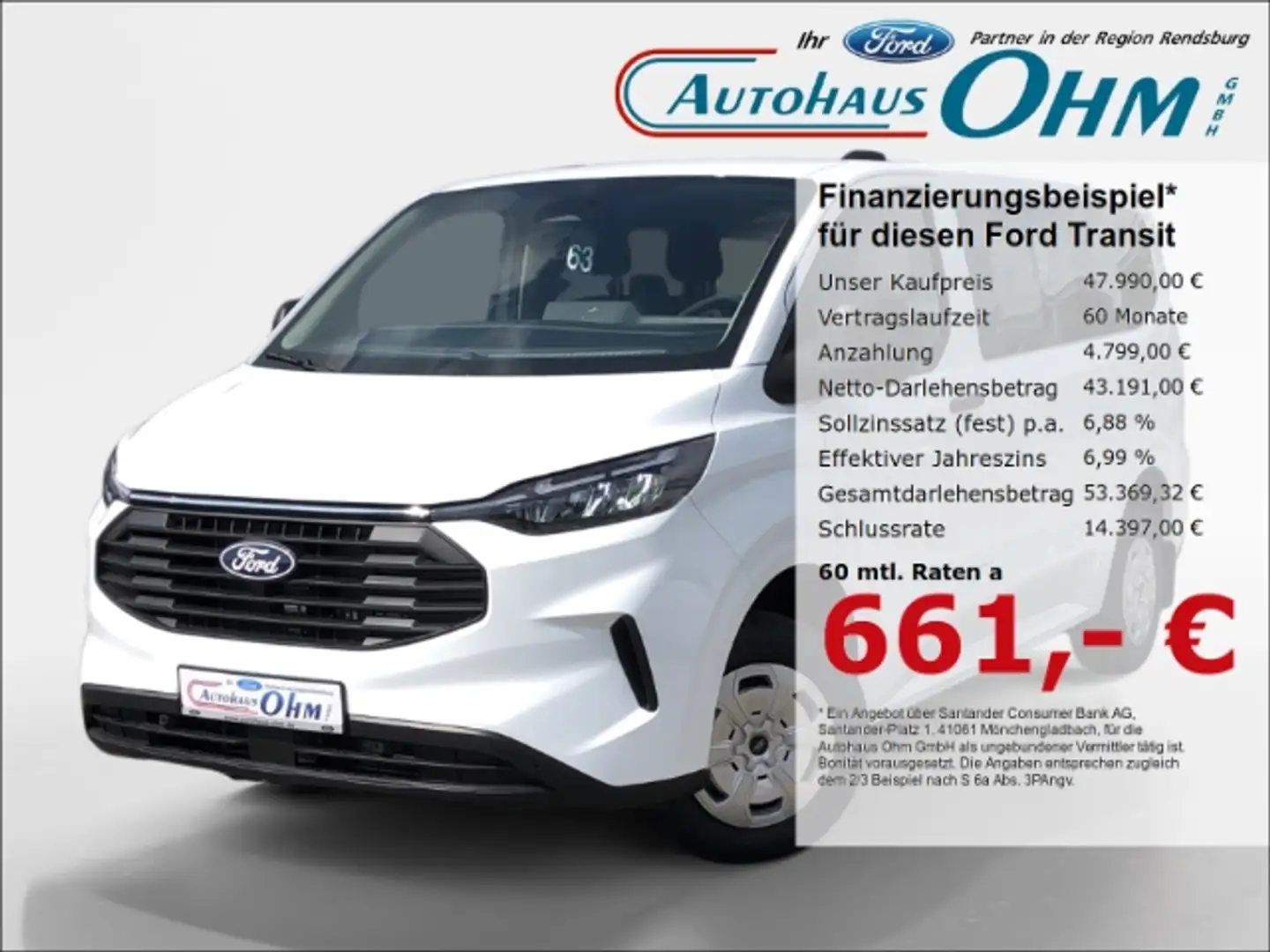Ford Transit Kombi 320 L1 FWD Trend 2.0 EcoBlue - RFK - NAV - Weiß - 1