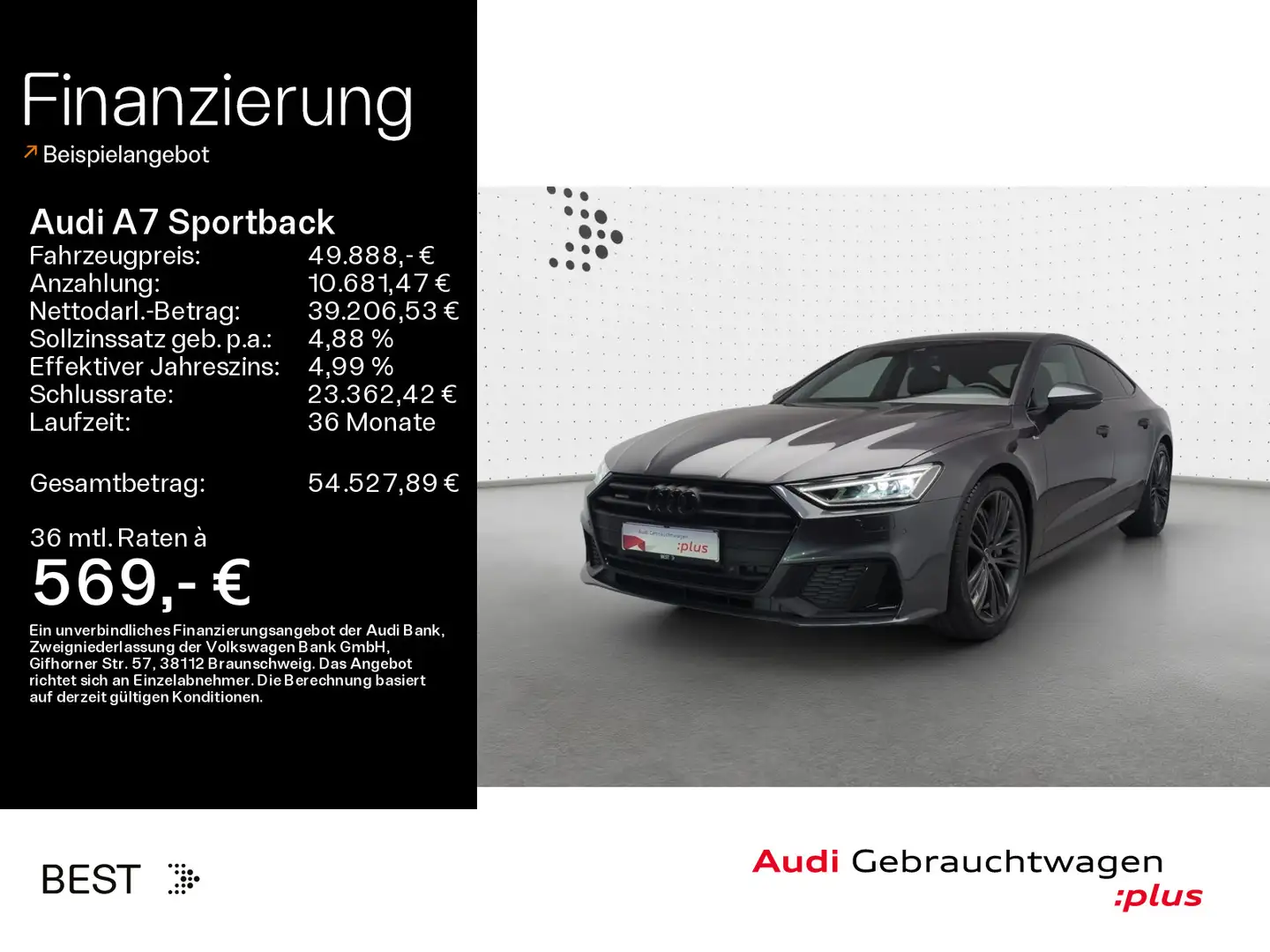 Audi A7 55 TFSI qu.2 x S line*Leder*Sound Grau - 1