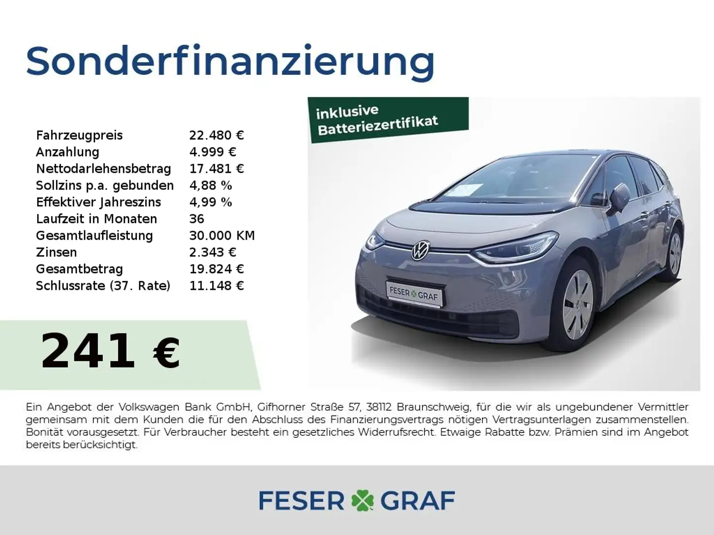 Volkswagen ID.3 Pro ACC SHZ R-Kamera Matrix V-Cockpit Navi Grau - 1