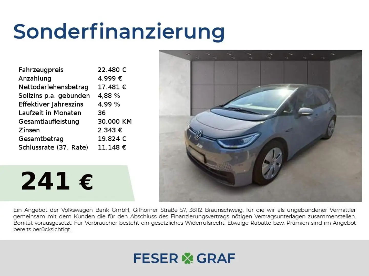 Volkswagen ID.3 Pro 62 kWh 150 kW ACC SHZ Kamera Matrix Grau - 1