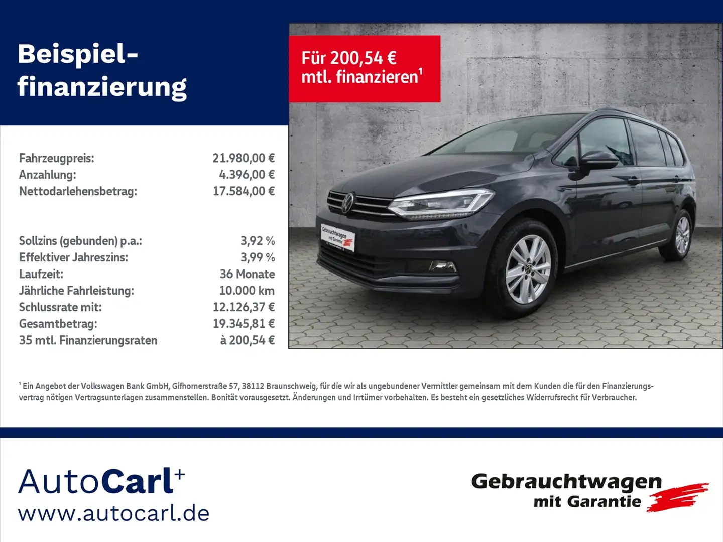 Volkswagen Touran Comfortline 2.0TDI DSG/Navi/RFK/SHZ KLIMA LED ALU Grau - 1