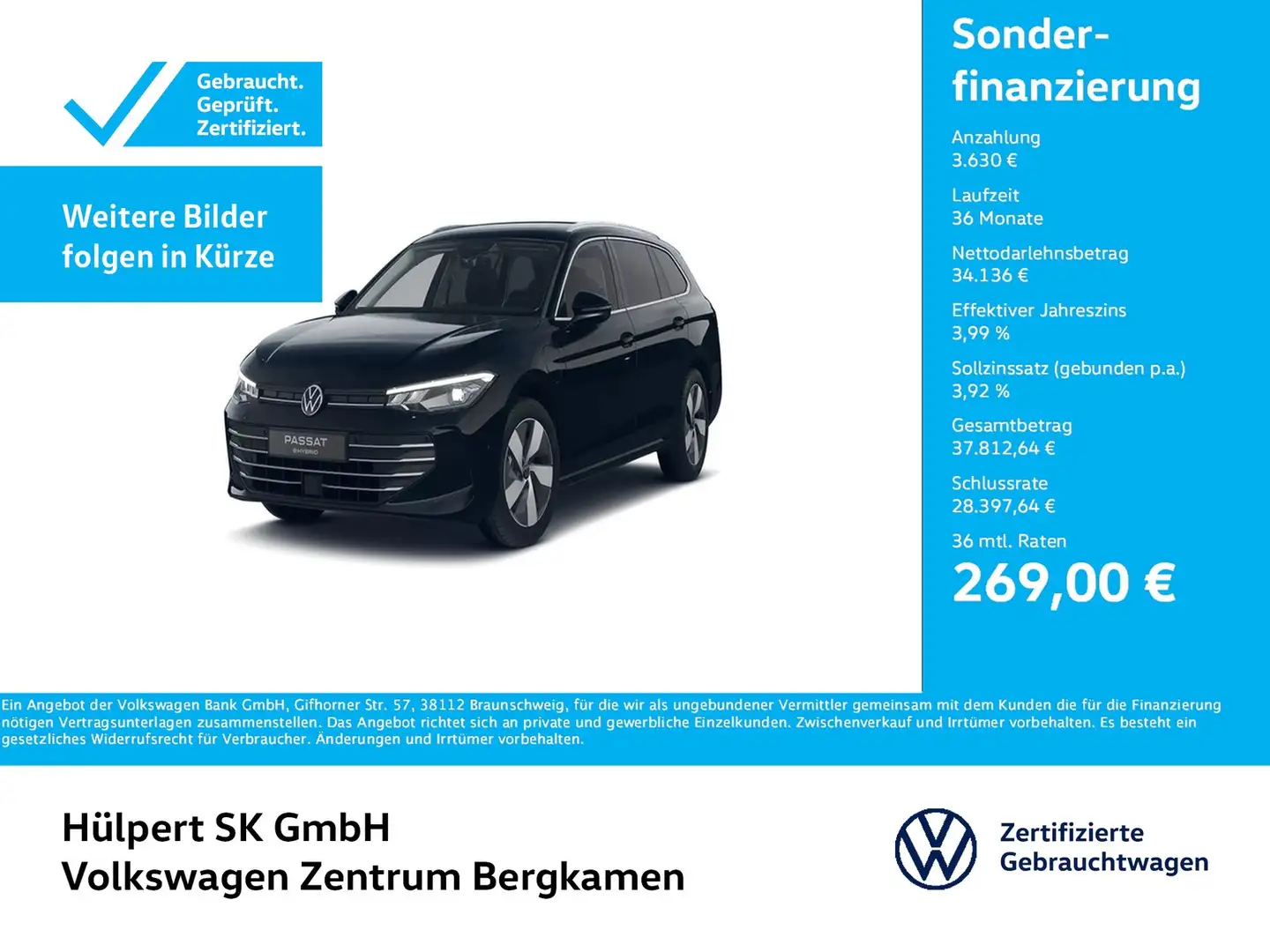 Volkswagen Passat Variant 1.5 HYBRID BUSINESS NEUES MODELL AHK Schwarz - 1