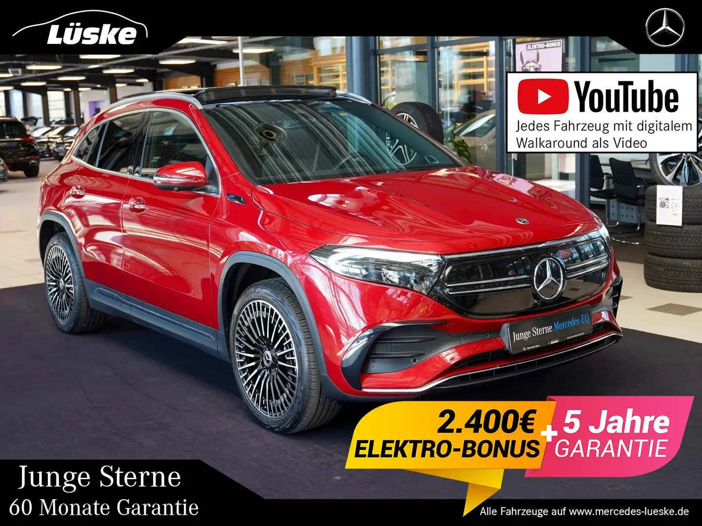 Mercedes-Benz EQA 300 EQA 300 4M AMG Line Vielspeiche Pano AHK Burmest Rot - 1