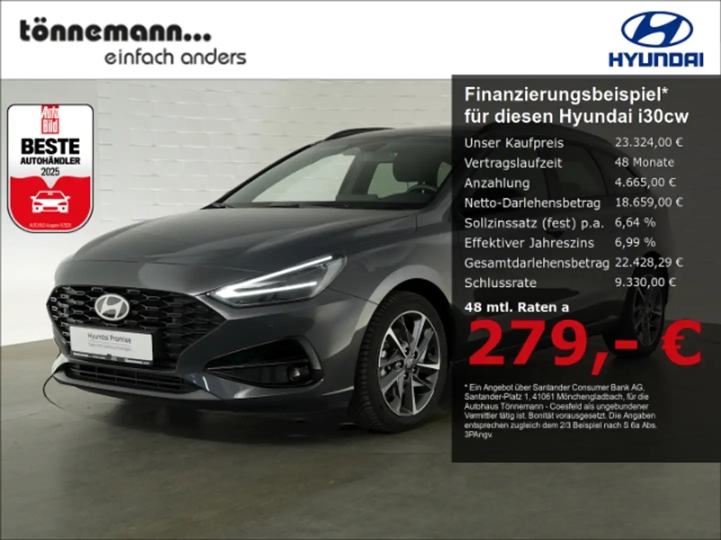 Hyundai i30 FACELIFT T-GDI ADVANTAGE 48V DCT+VOLL LED+NAVI+RÜC Gris - 1