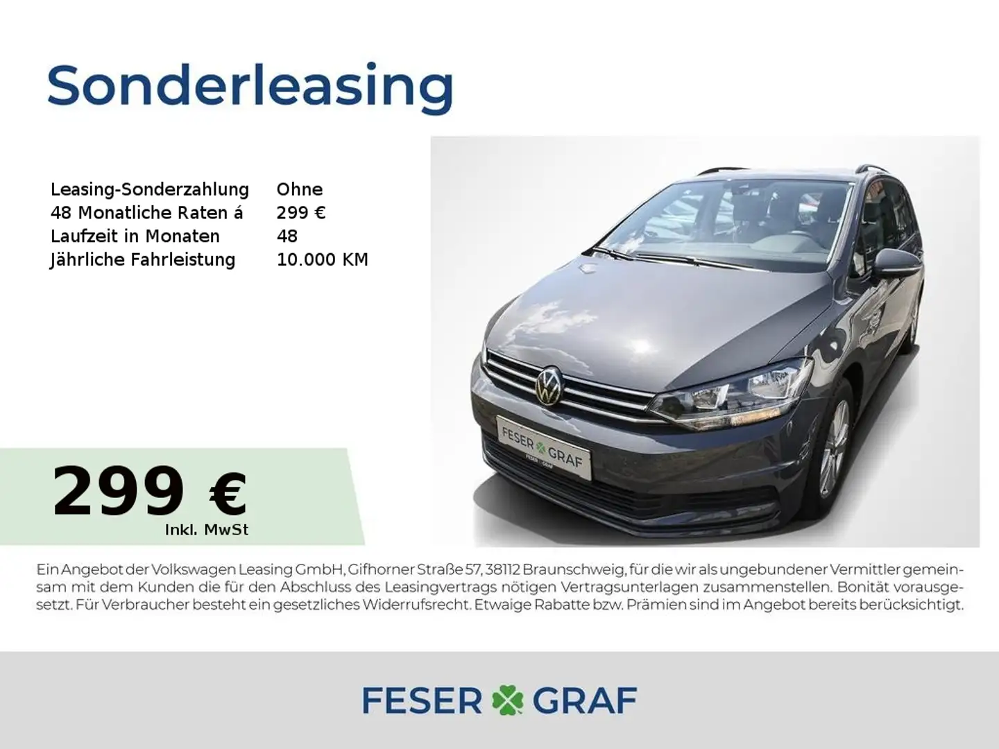Volkswagen Touran Comfortline 1.5 TSI Navi SiHz DigiCockpit 7-Sitzer Grau - 1