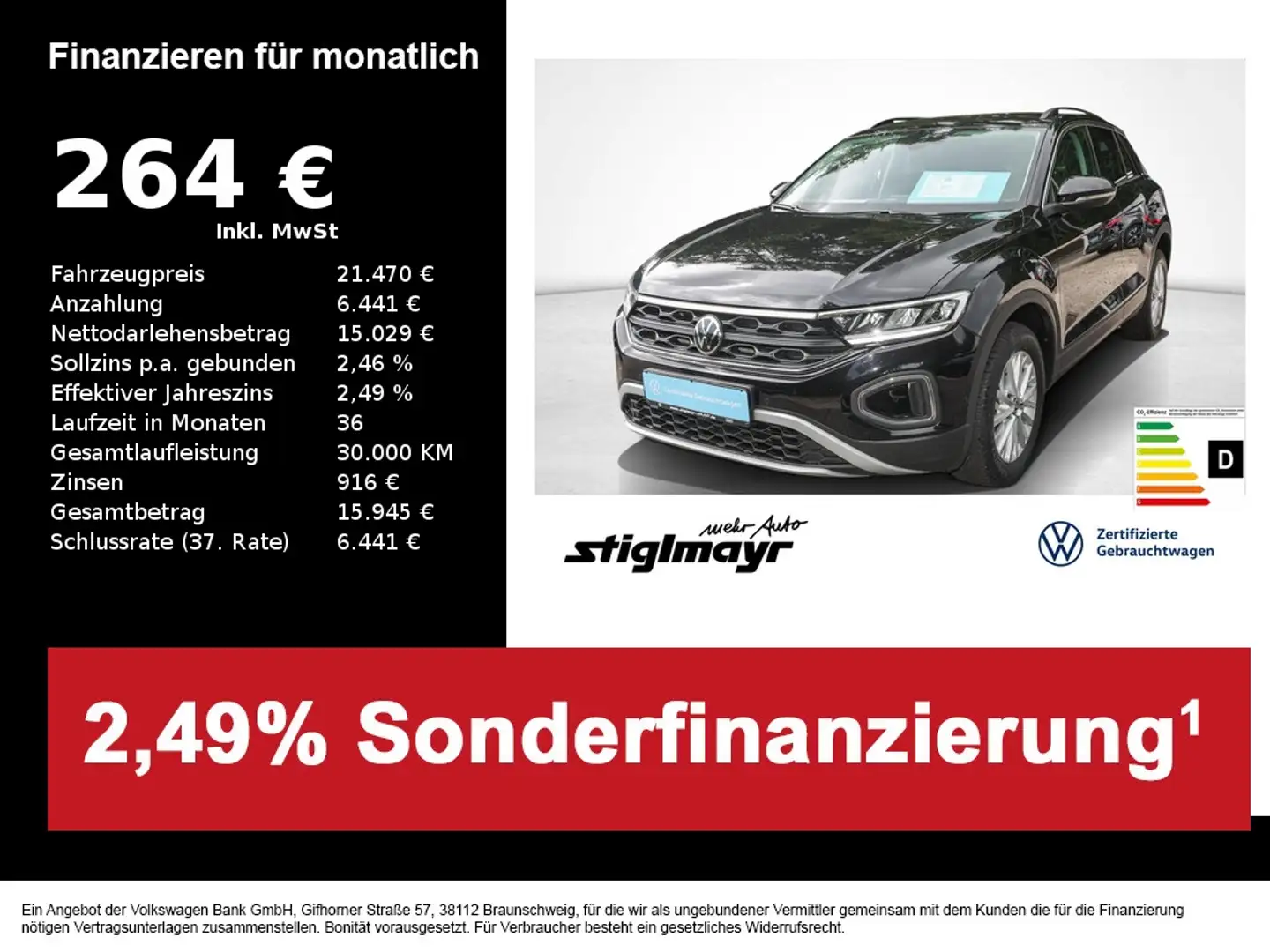 Volkswagen T-Roc Life 1.0 TSI LED+NAVI+SITZHZG+KLIMA Noir - 1