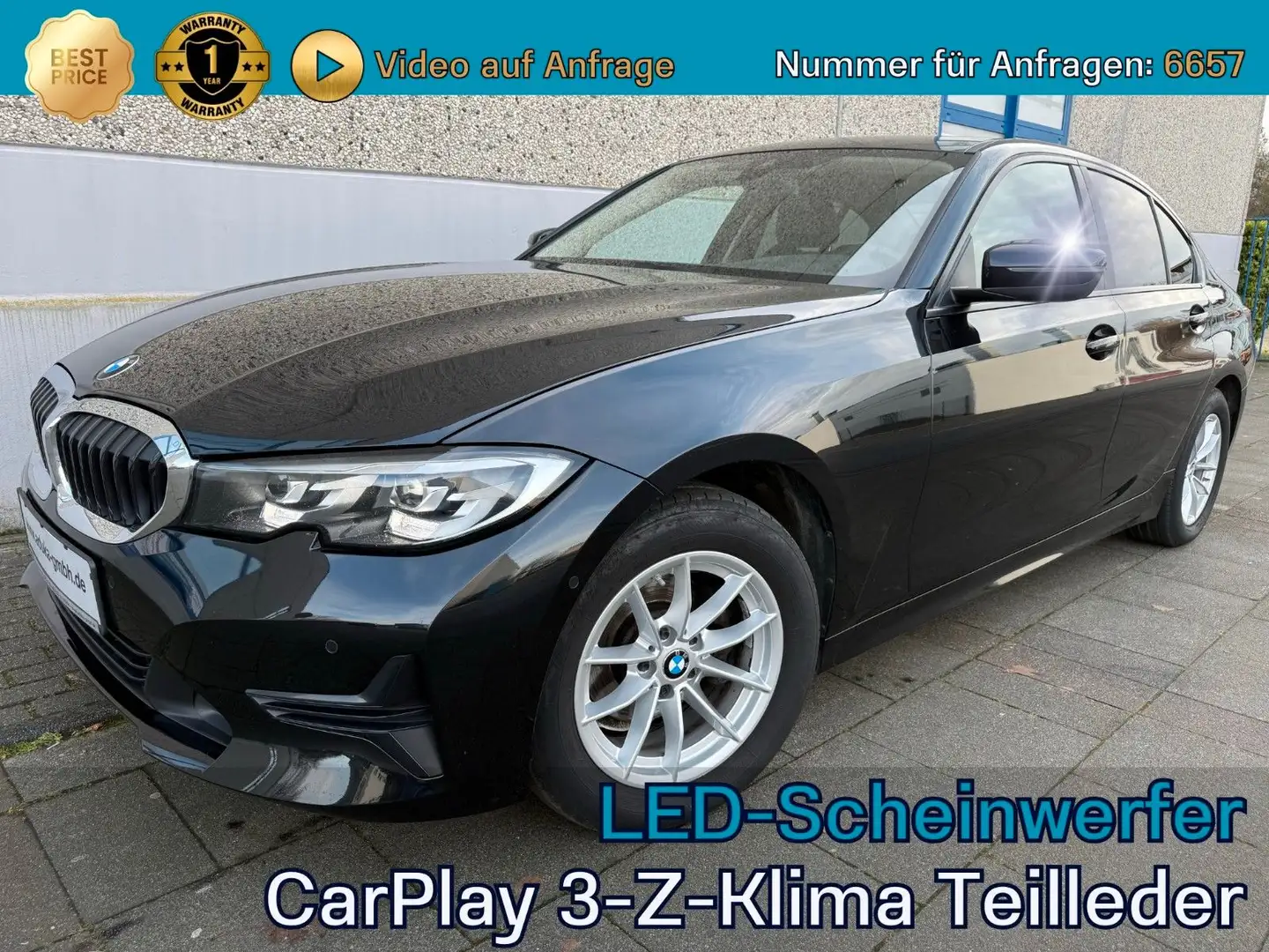 BMW 316 d G20 MHEV Automatik LED Navi PDC Leder CarPlay Schwarz - 1