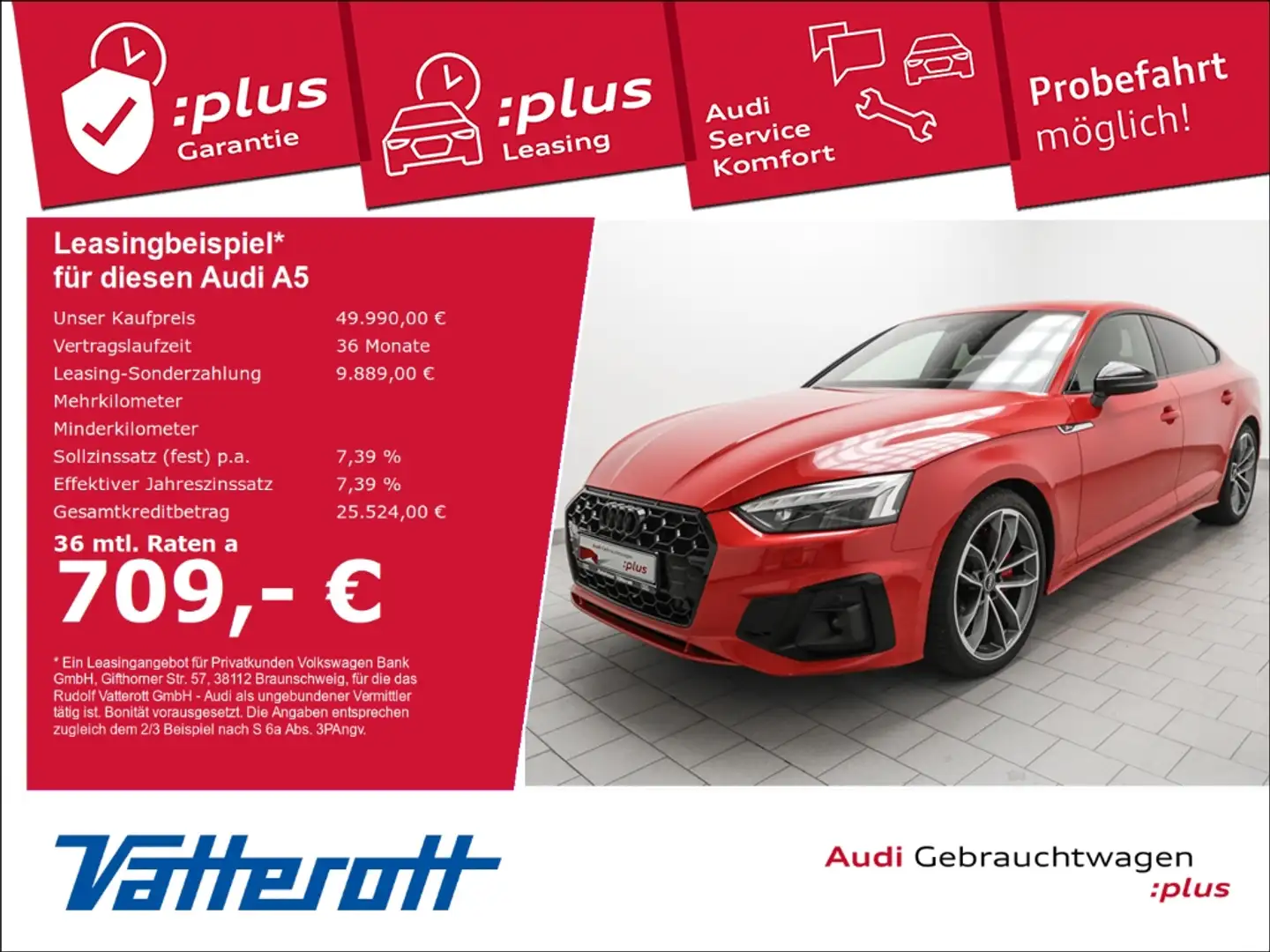 Audi A5 Sportback 40 TDI S line Laser Navi Optik schwarz L Rot - 1