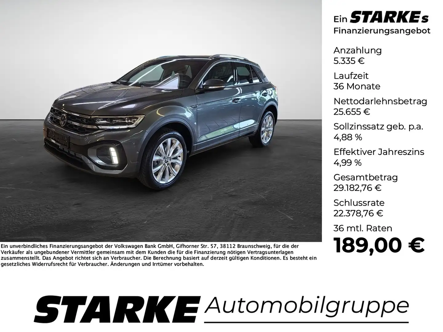 Volkswagen T-Roc 1.5 TSI DSG R-Line Gris - 1