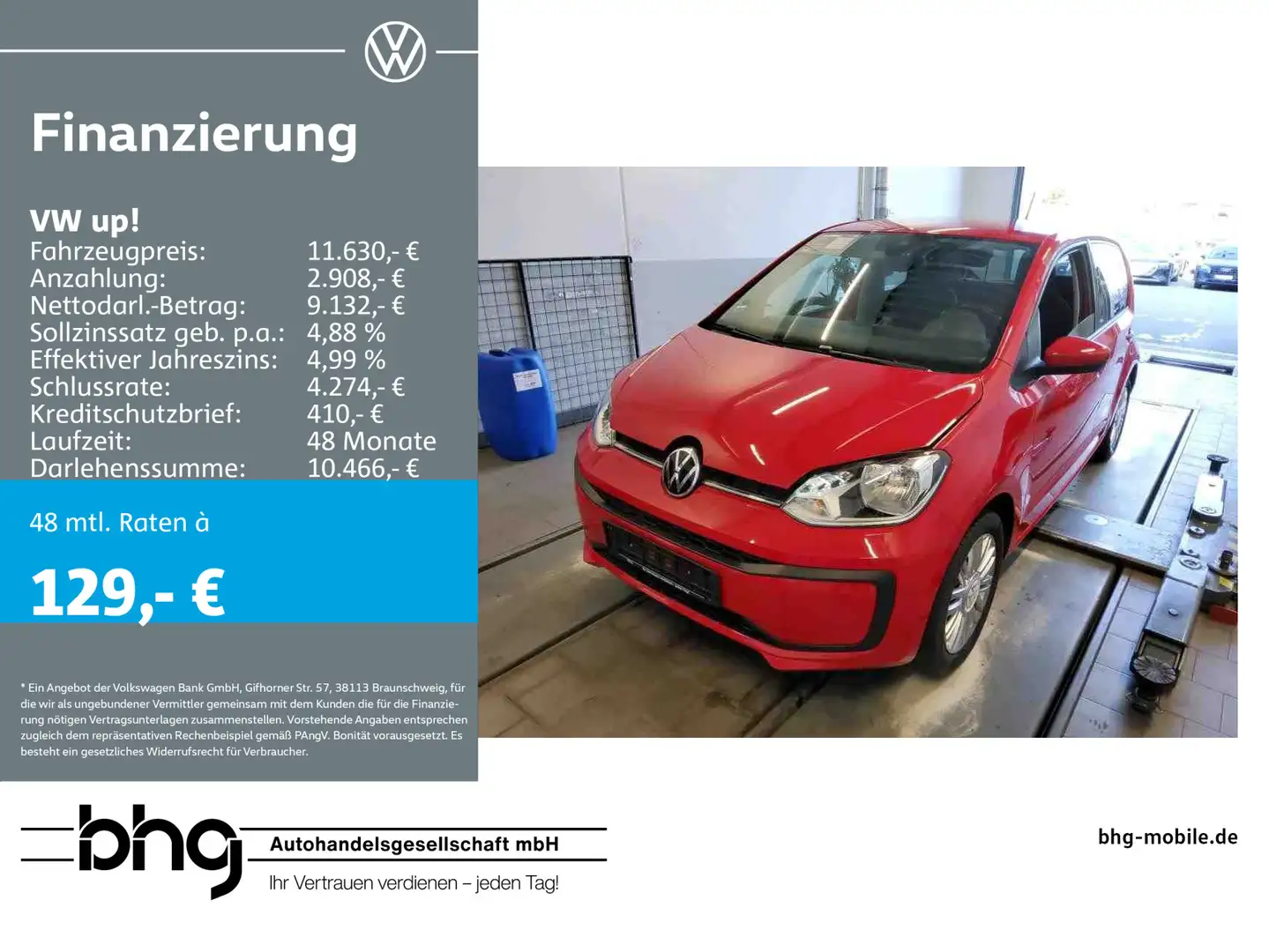 Volkswagen up! 4-türig Fahrerassistenzpaket GRA Kamera PDC Rot - 1