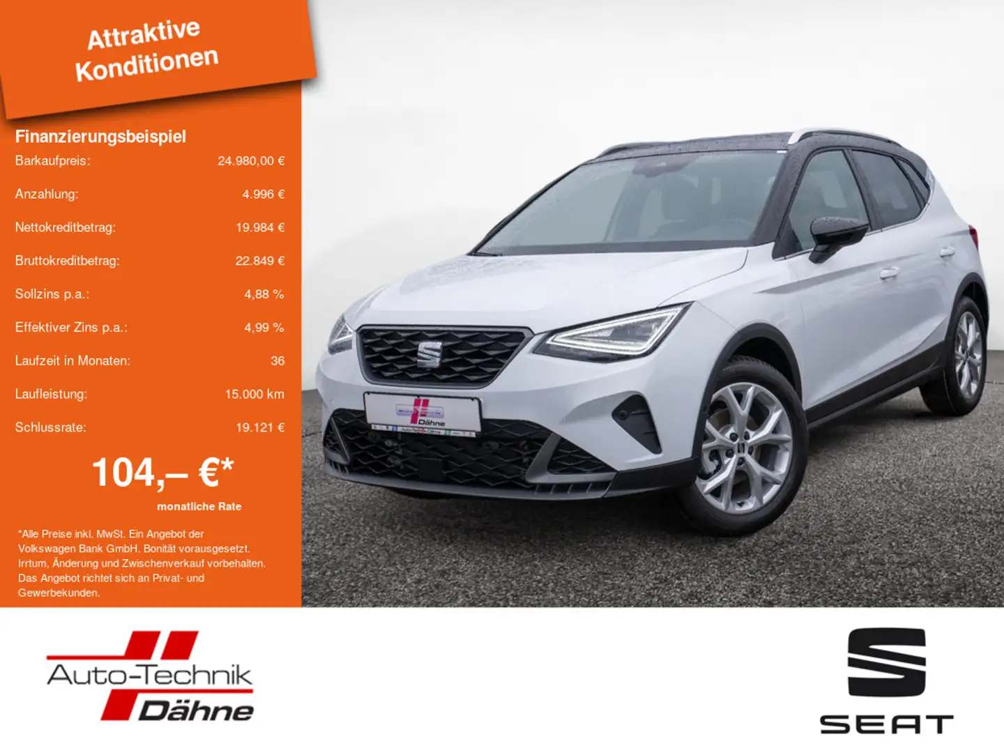 SEAT Arona 1.0 TSI DSG FR SHZ KAMERA NAVI ACC LED Weiß - 1