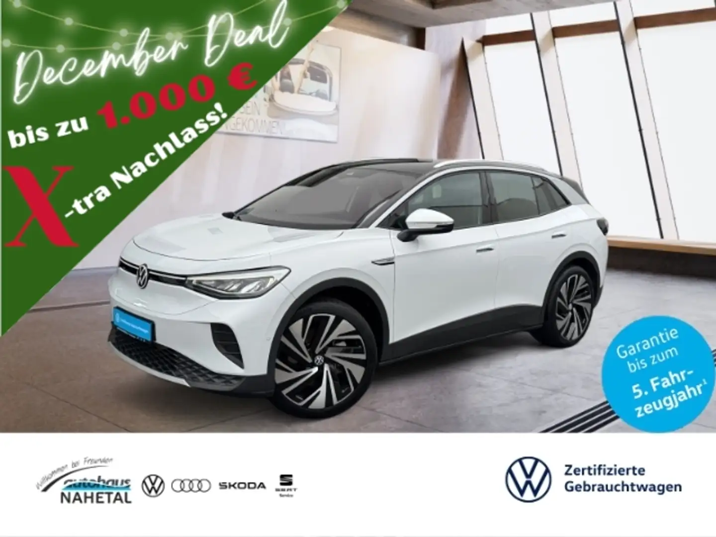 Volkswagen ID.4 PRO LED NAVI AHK 21'' DCC ACC REAR VIEW APP 3Z-KLI Weiß - 1