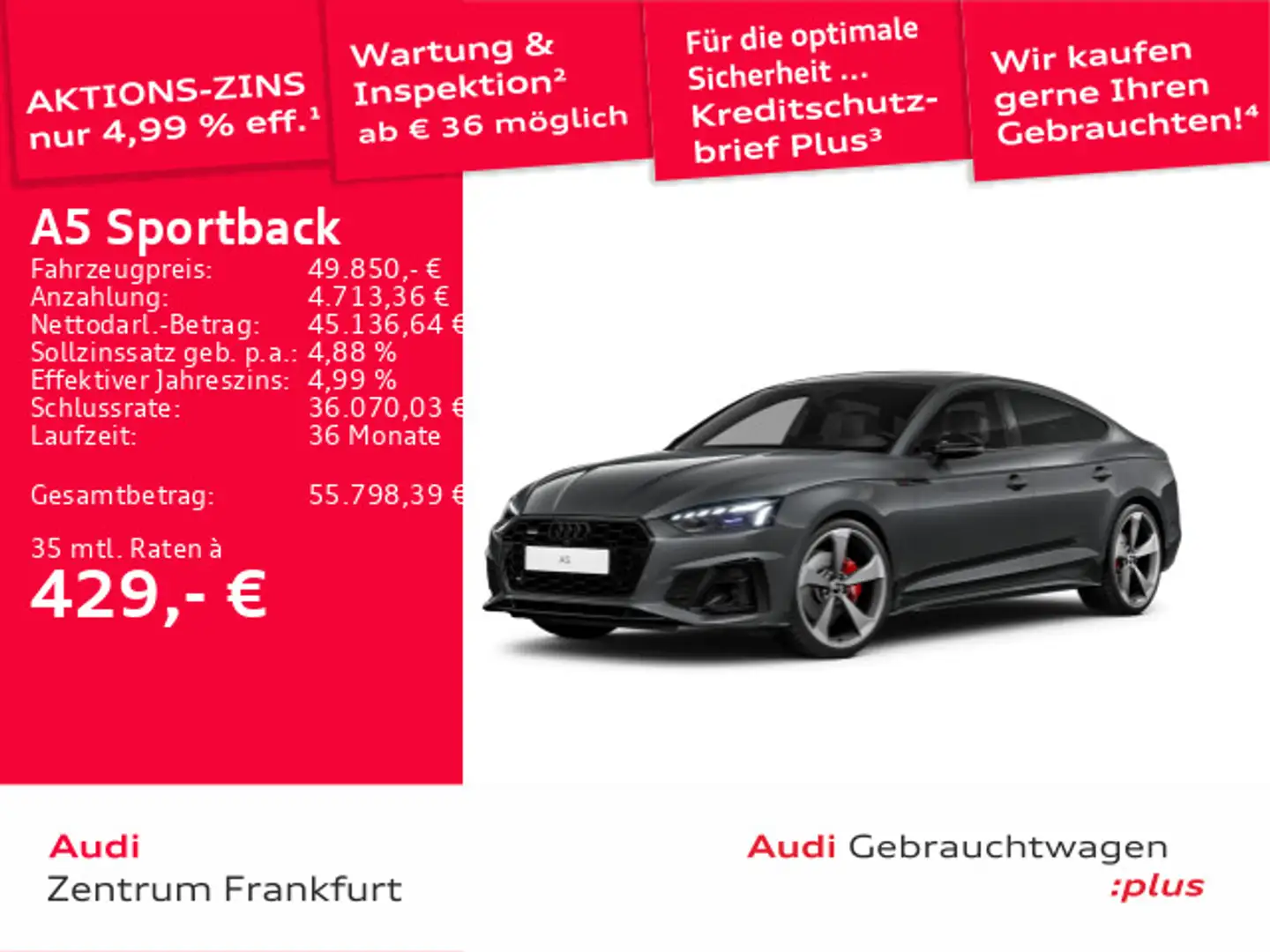 Audi A5 40 TDI quattro S tronic S line Matr Grau - 1