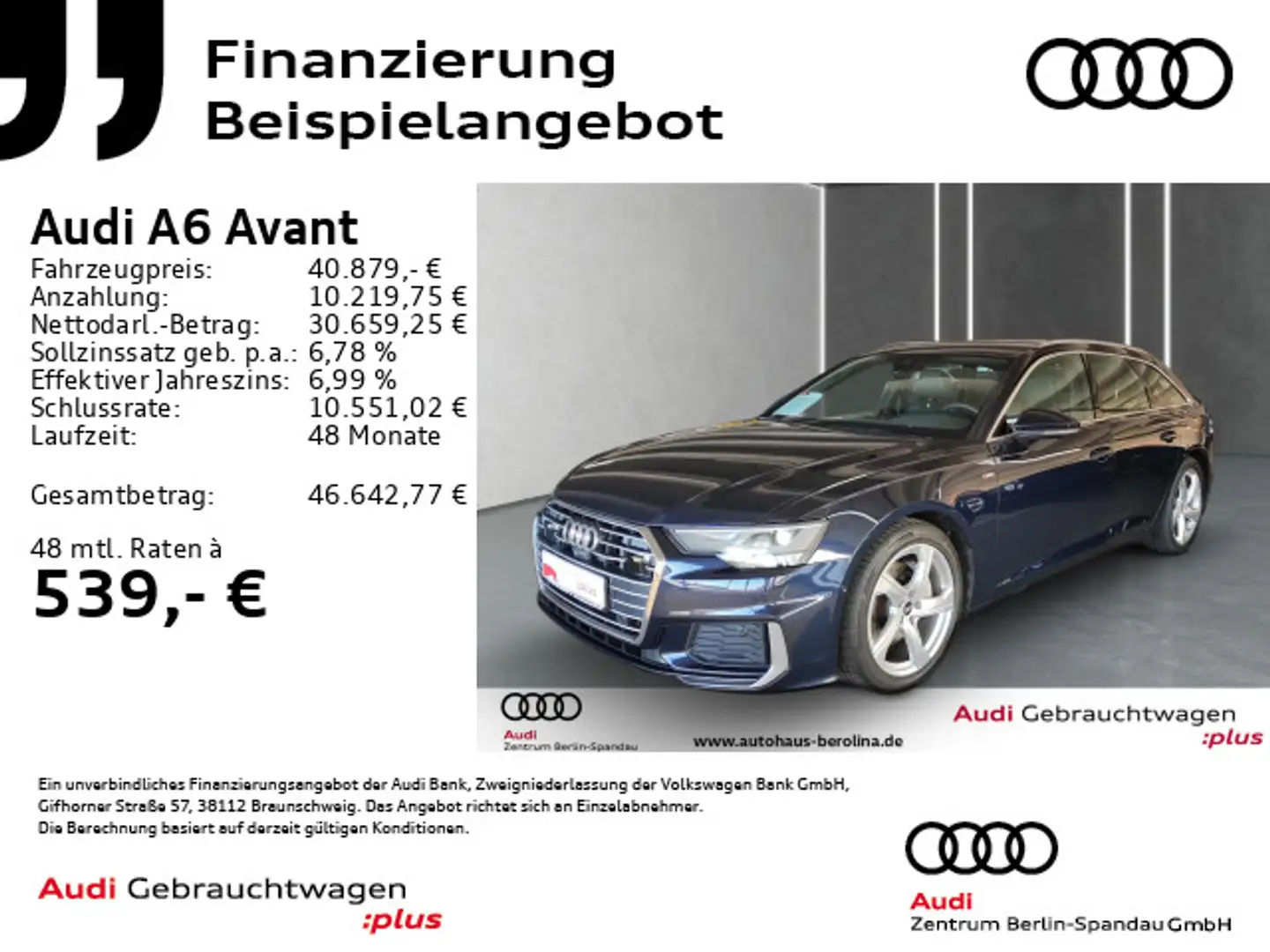 Audi A6 45 TFSI S line S tronic *B&O*360°*AHK* Blau - 1