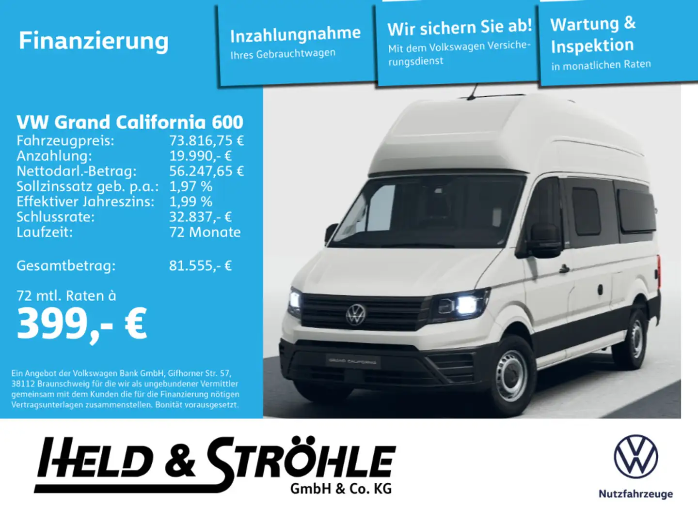 Volkswagen Grand California Bestellfahrzeug Bianco - 1