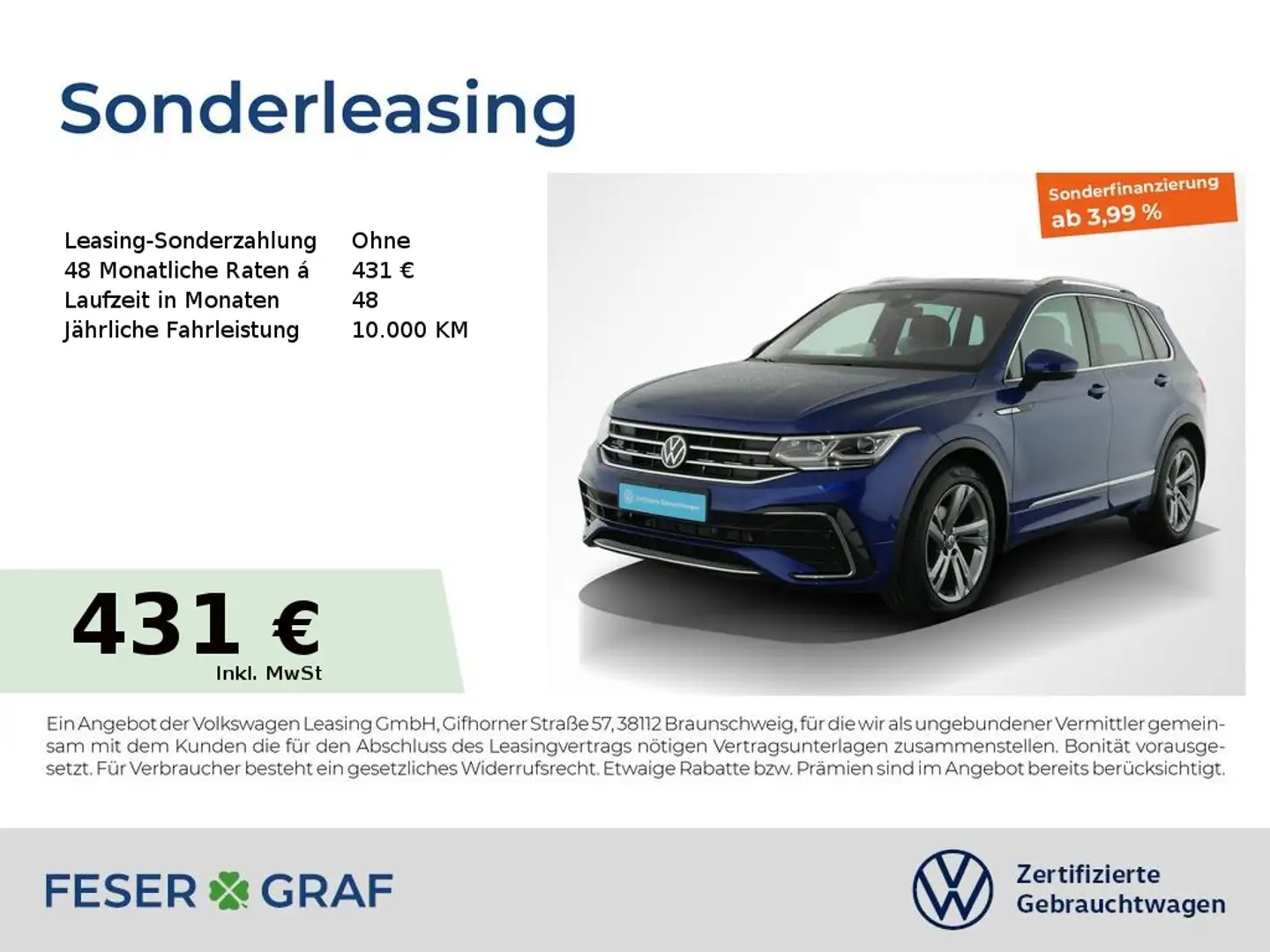 Volkswagen Tiguan R-Line 2.0 TDI DSG Navi Pano Kamera LED Blau - 1