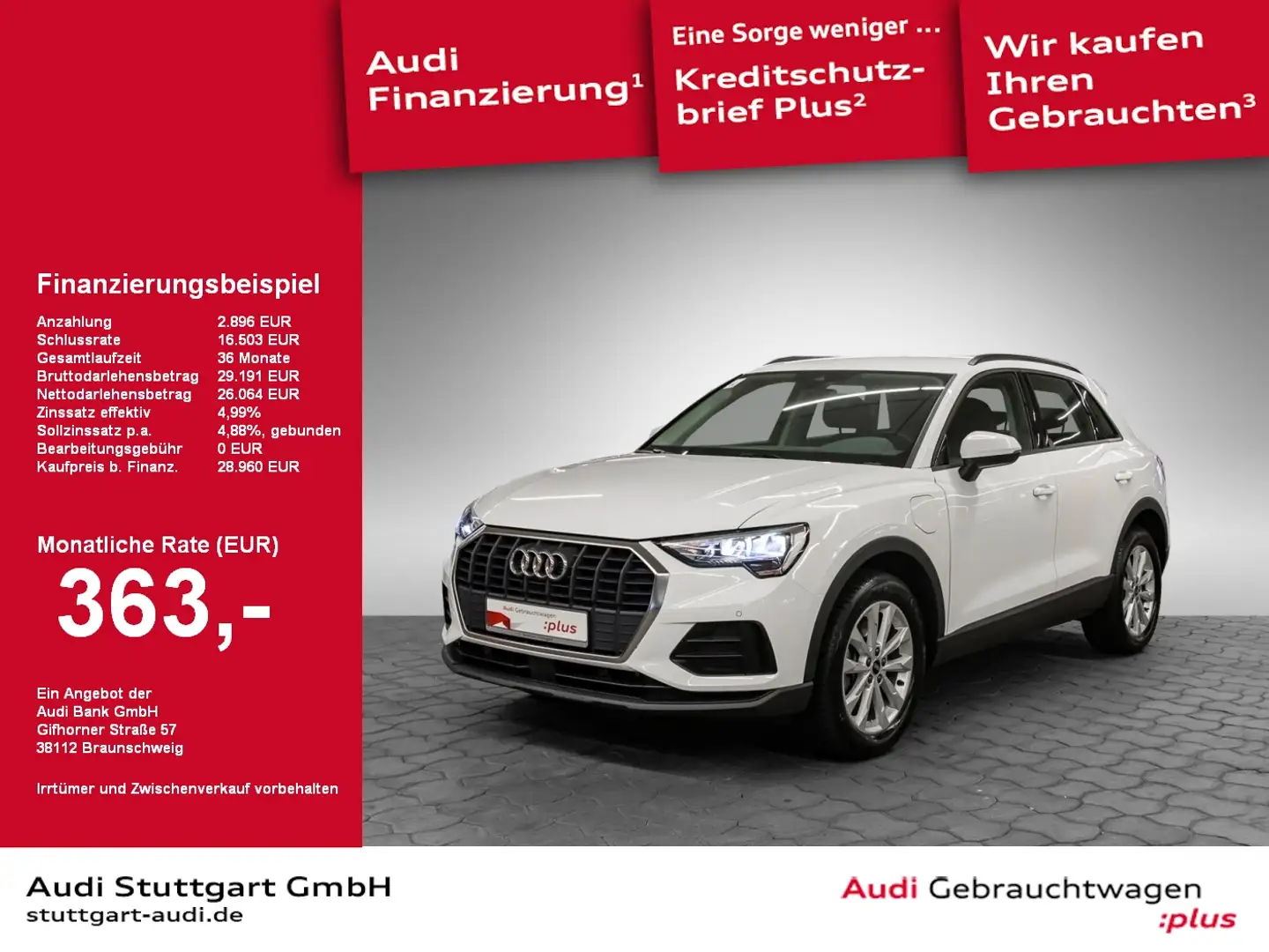 Audi Q3 45 TFSI e LED virtCo Sitzheiz. PDC+Kamera 18' Weiß - 1
