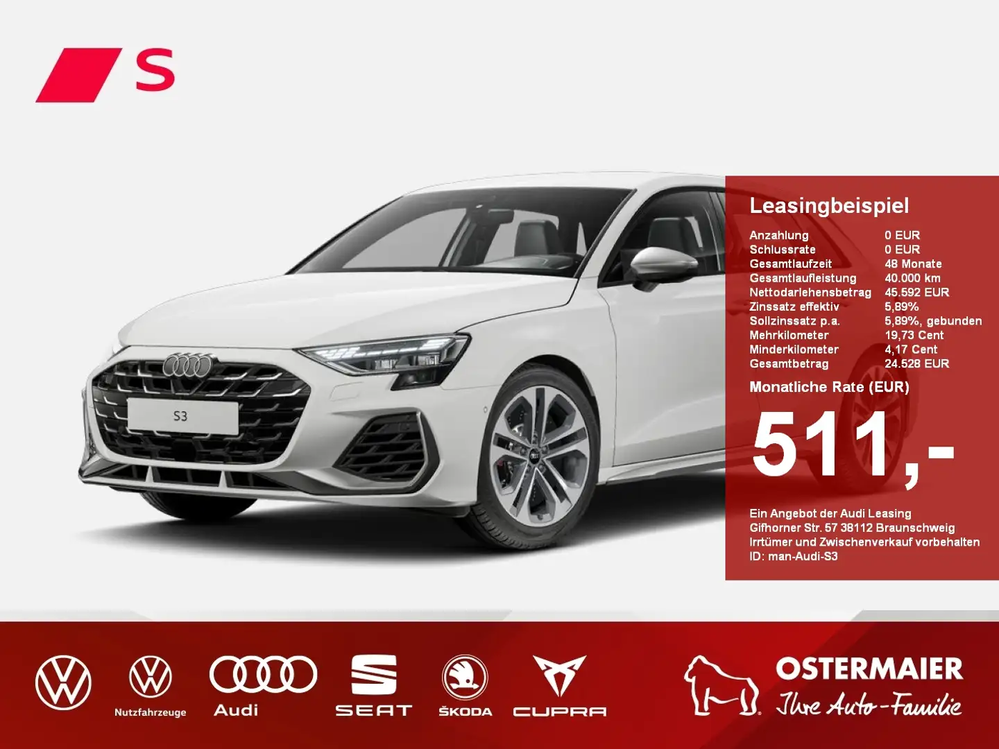 Audi S3 Sportback TFSI 245(333) kW(PS) S tronic *GEWERBEAN Blanc - 1