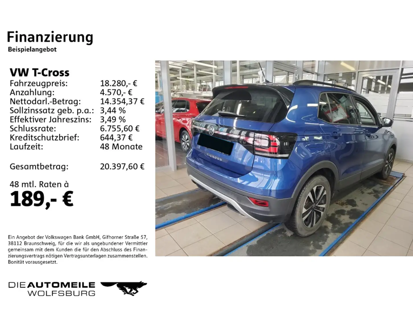 Volkswagen T-Cross 1.0 TSI United ACC/AHK/Einparkhi Blau - 2