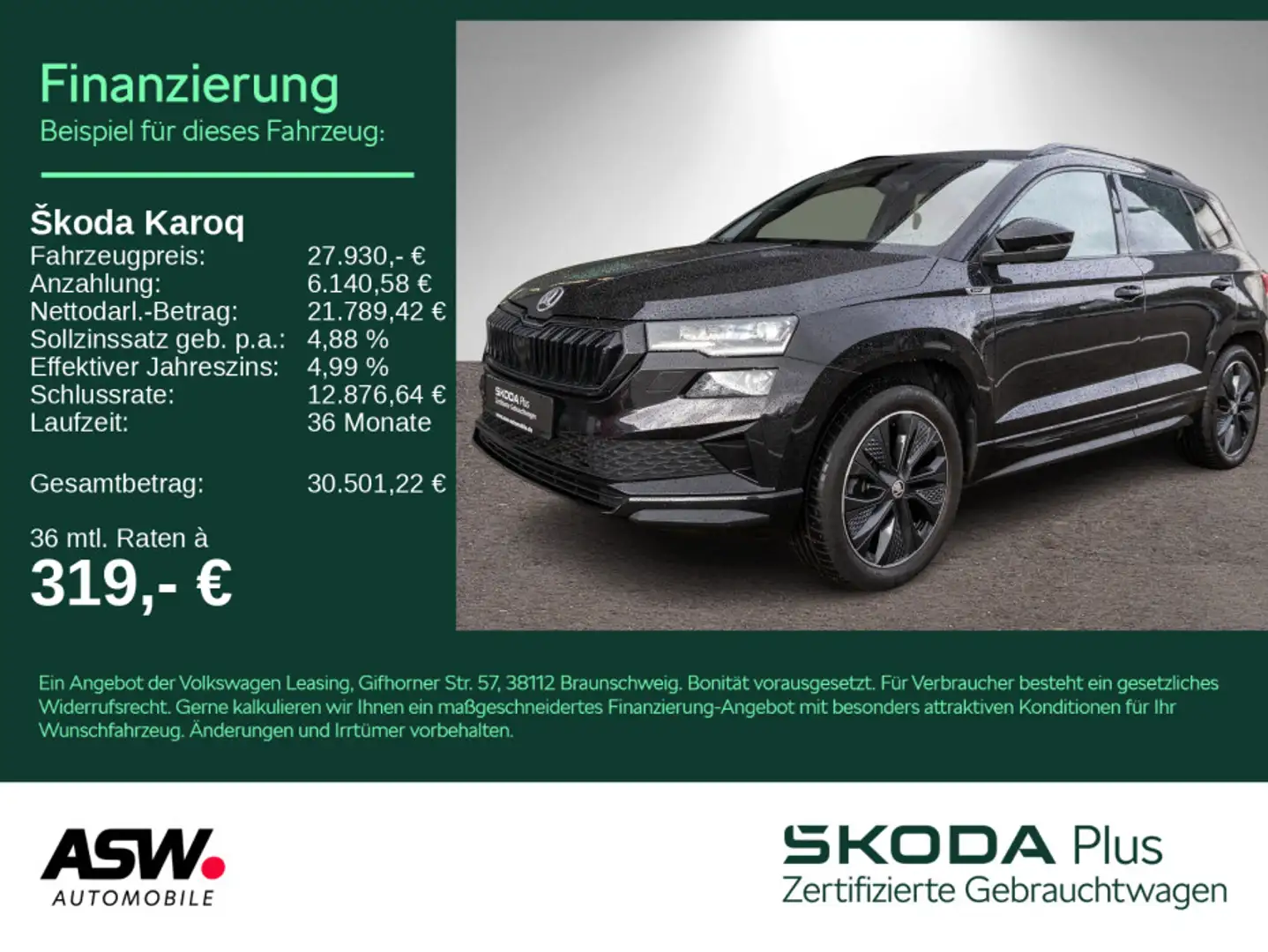 Skoda Karoq Sportline 2.0 TDI DSG LED Navi PDC ACC AHK Schwarz - 1