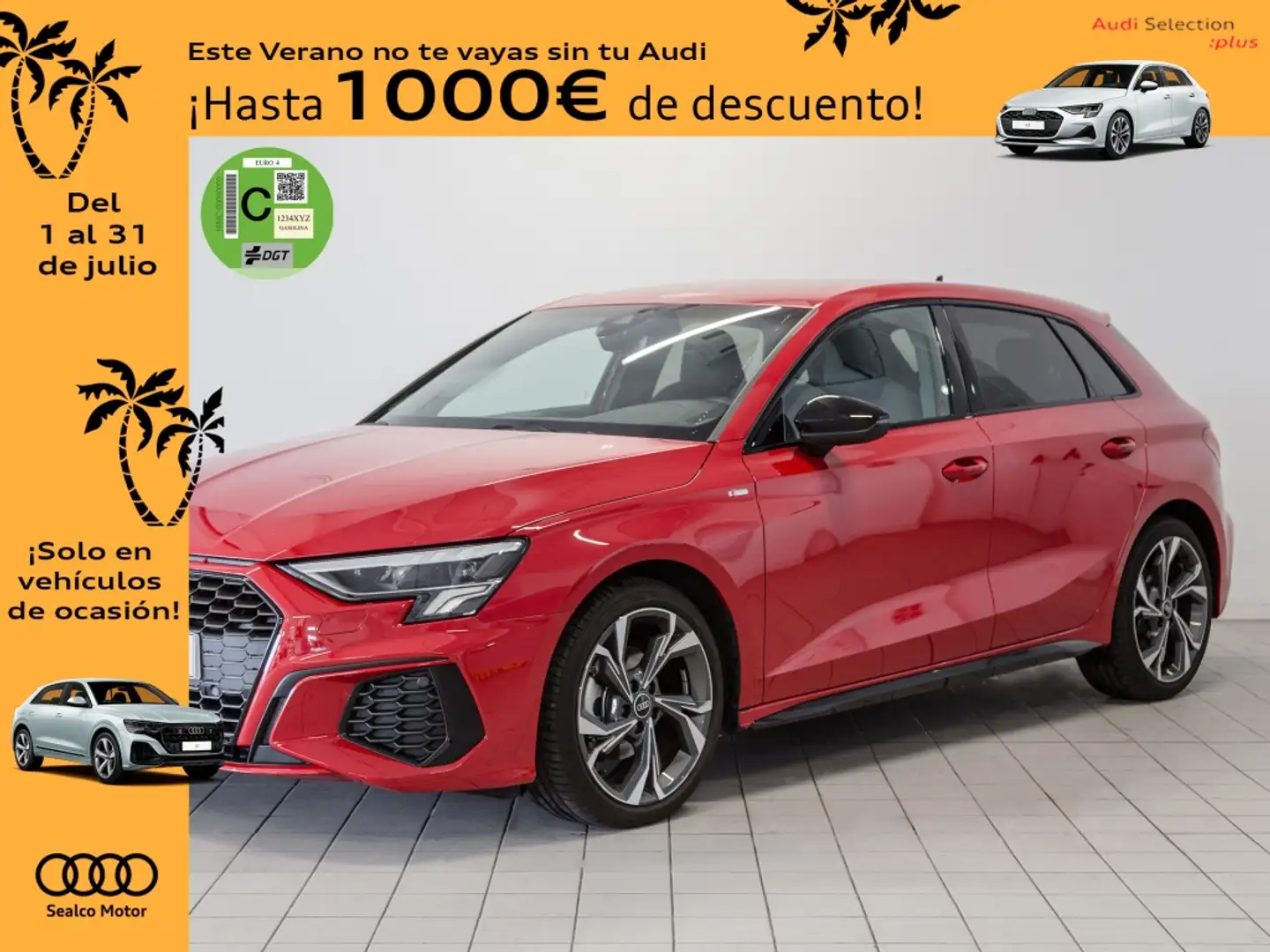 Audi A3 Sportback 35TDI Black line S tronic Rouge - 1