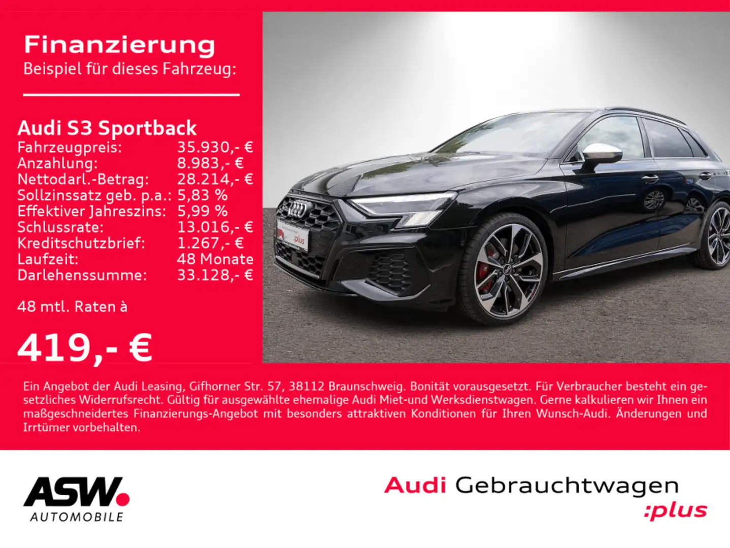 Audi S3 2.0TFSI quattro Stron RFK LEDER B&O Schwarz - 1