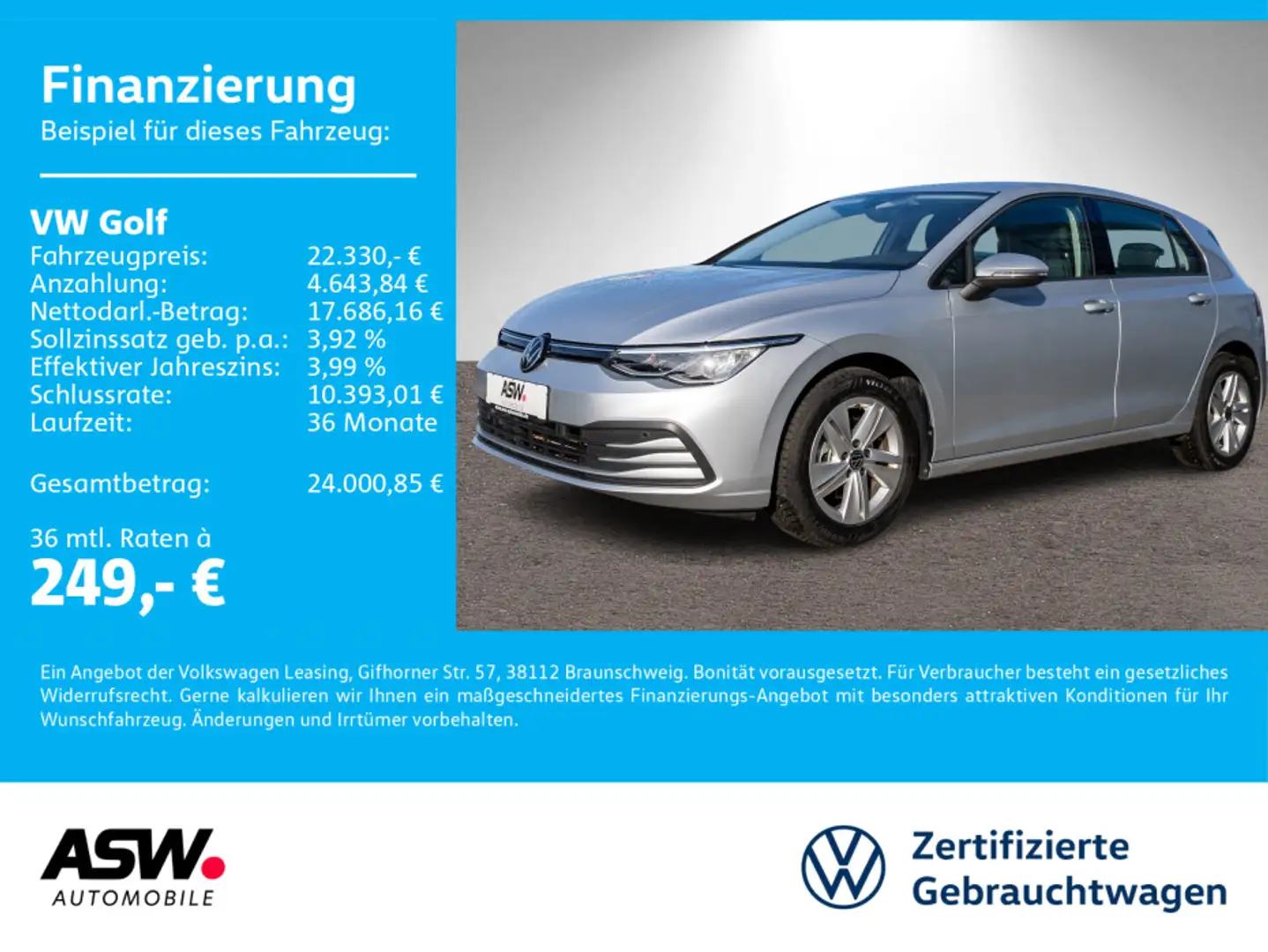Volkswagen Golf Life 1.5TSI LED Navi Klimaautomatik PDC SHZ Silber - 1
