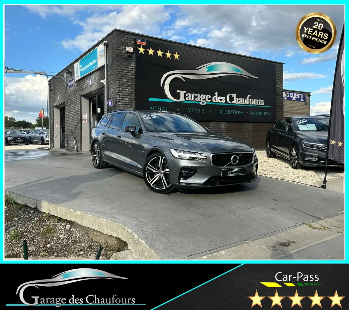 Volvo V60 2.0 T5 - ! R-Design ! - 1er Propr. - CarPlay - E6d Gris - 1