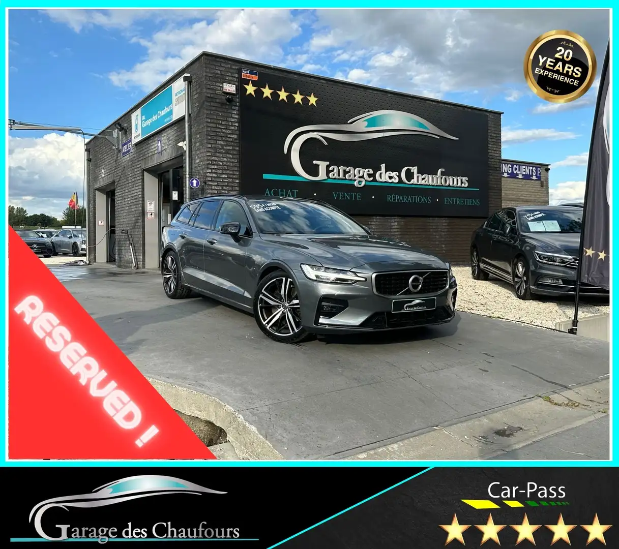 Volvo V60 2.0 T5 - ! R-Design ! - 1er Propr. - CarPlay - E6d Grijs - 1