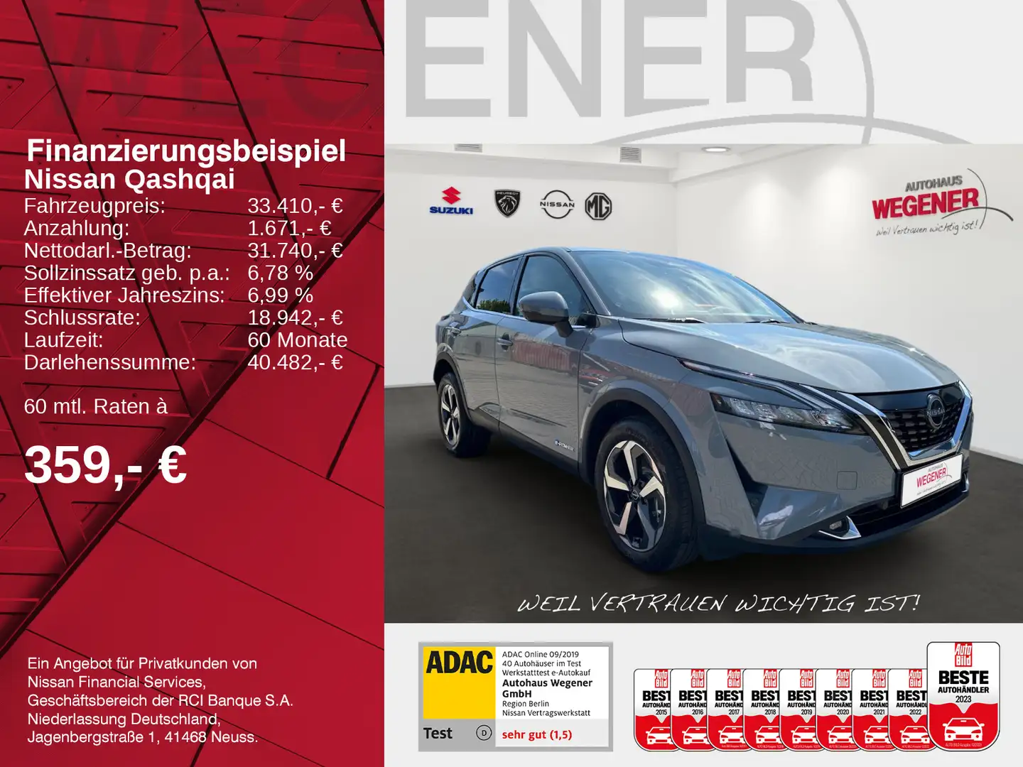 Nissan Qashqai QASHQAI 1.5 VC-T e-POWER N-CONNECTA Beheizbare F Gris - 2