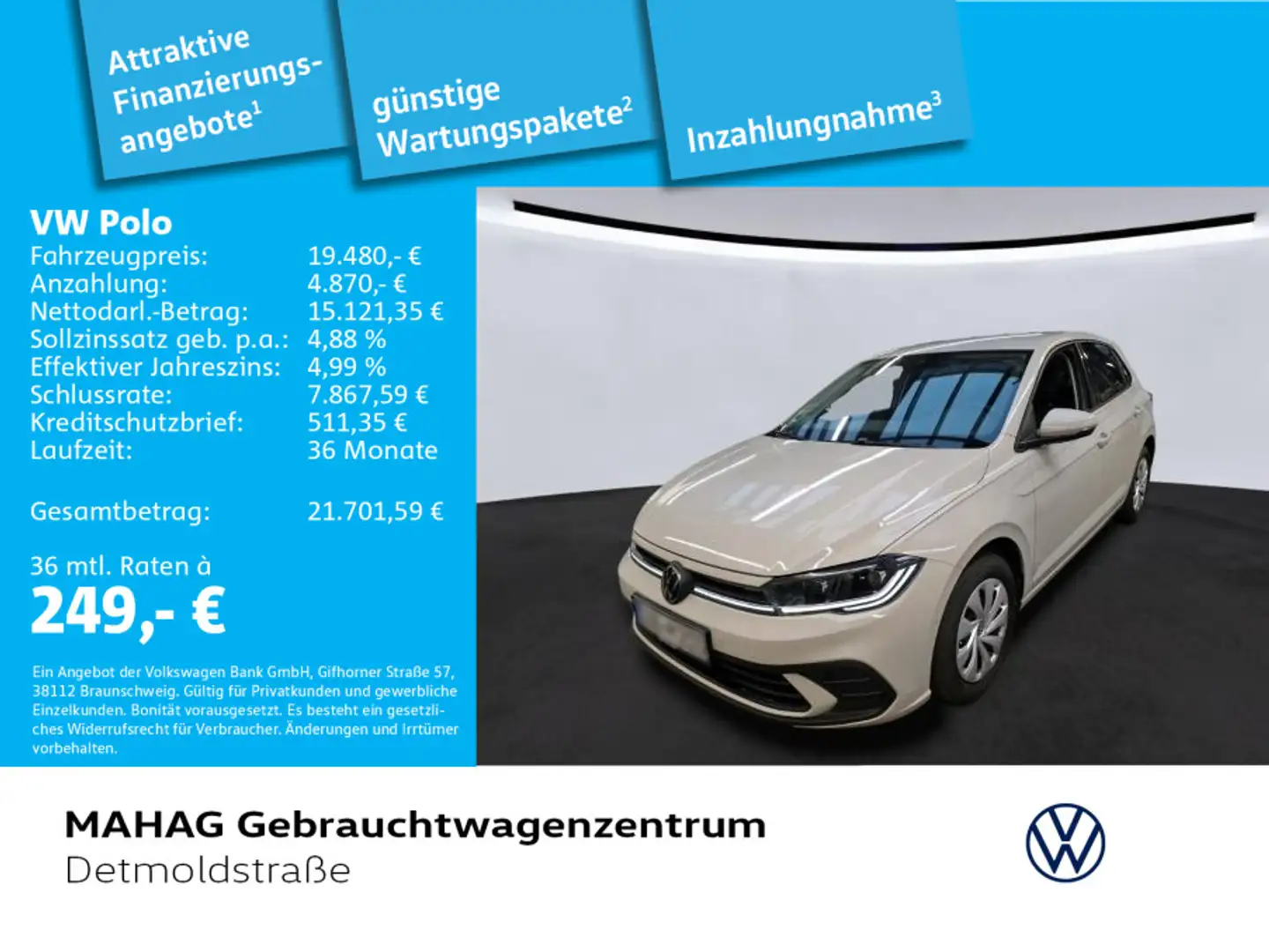 Volkswagen Polo Life 1.0 TSI IQ.Light ParkAssist RearView A Grau - 1
