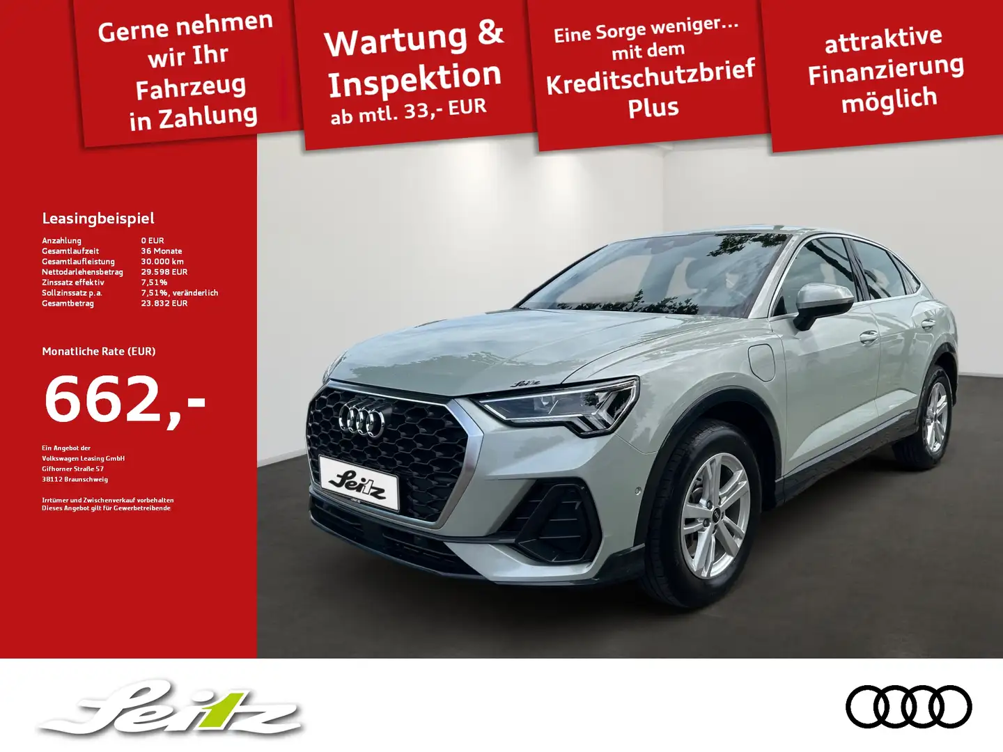 Audi Q3 Sportback 45 TFSI e *AHK*KAMERA*NAVI*LED* Plateado - 1