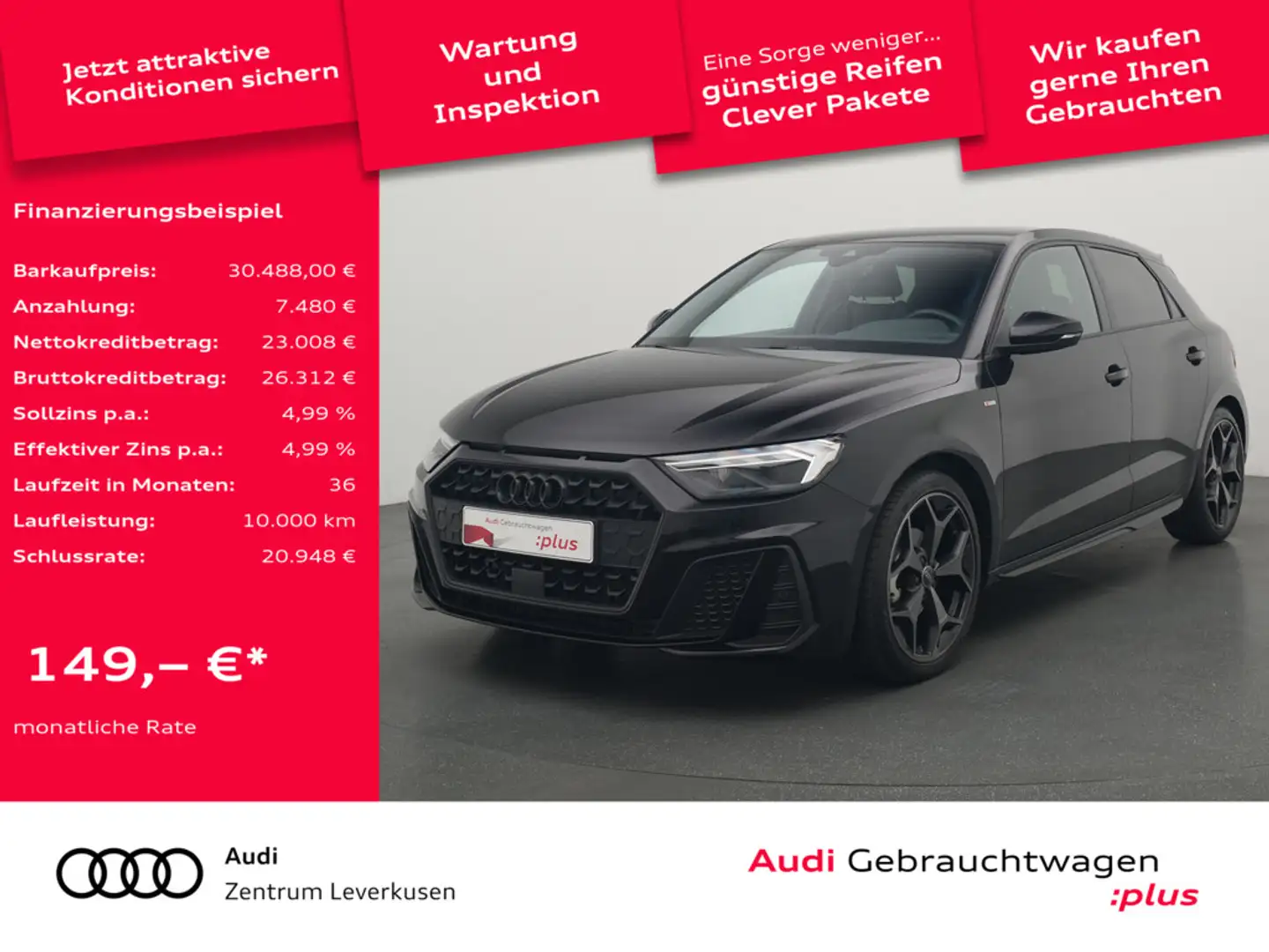 Audi A1 Sportback 35 S line VIRT AHK KAM SHZ PDC K Schwarz - 1