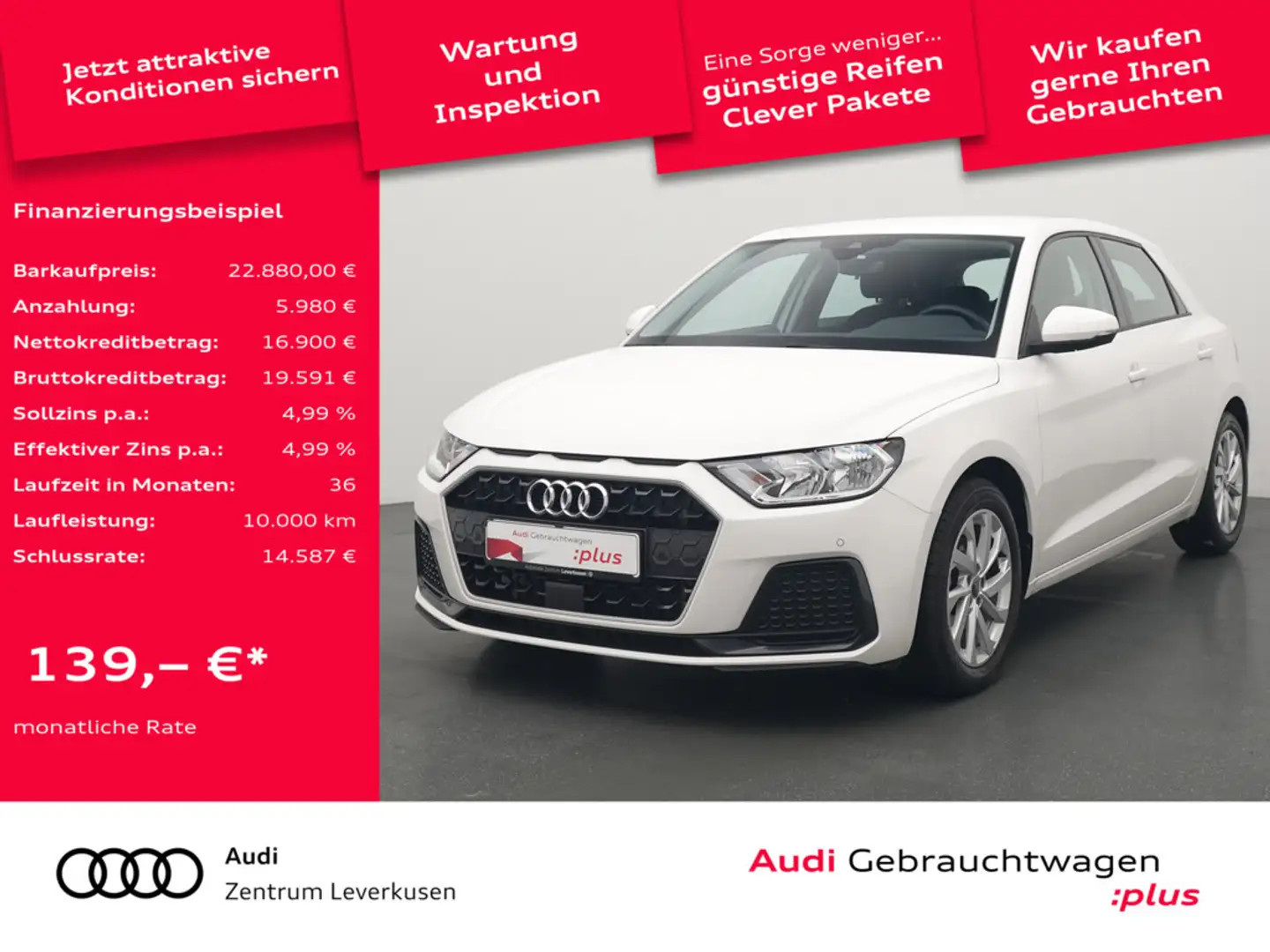 Audi A1 Sportback advanced VIRT AHK CARPLAY PORT N Weiß - 1
