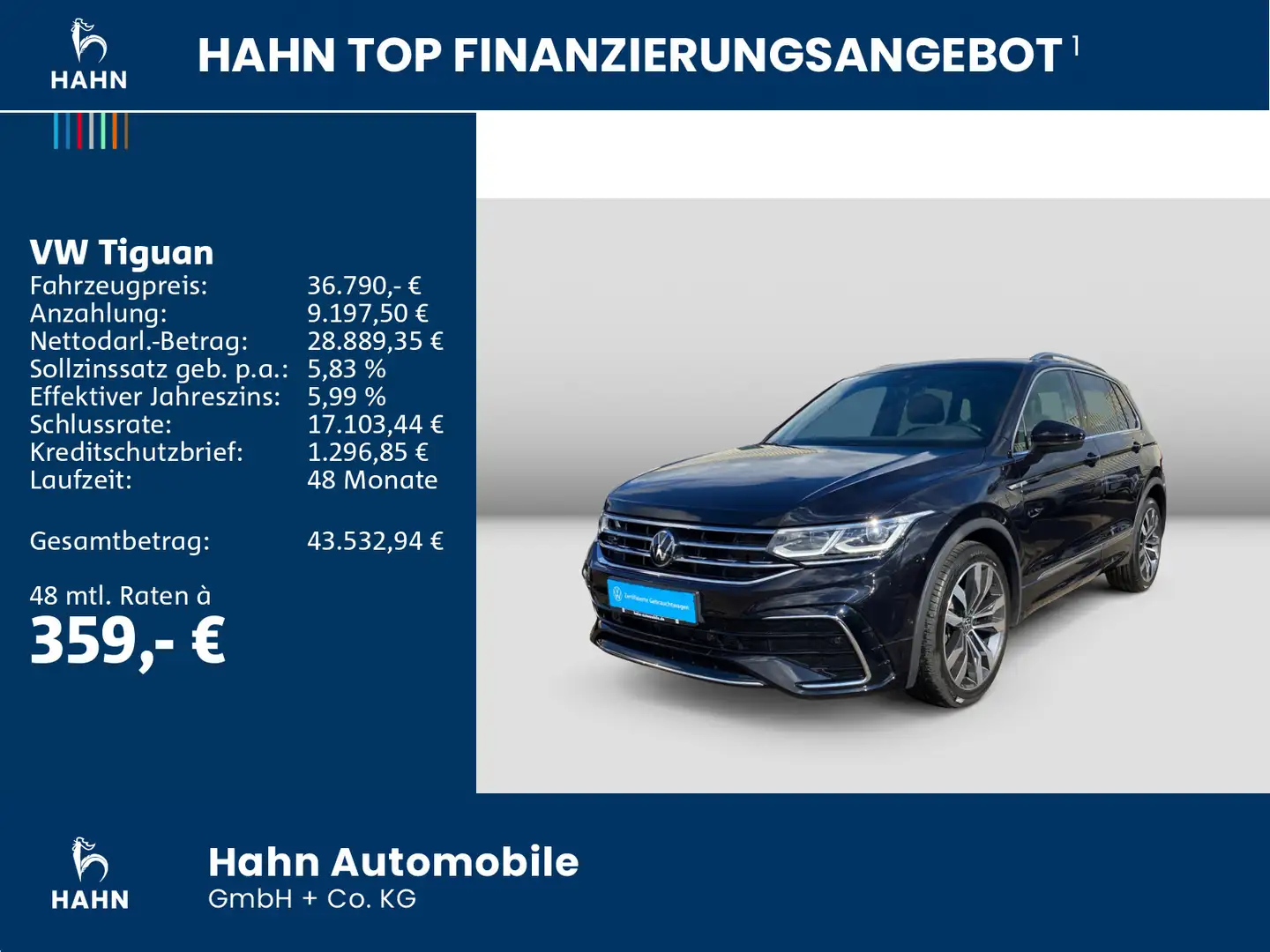 Volkswagen Tiguan 1.5 TSI DSG R-Line Navi Pano ACC Schwarz - 2