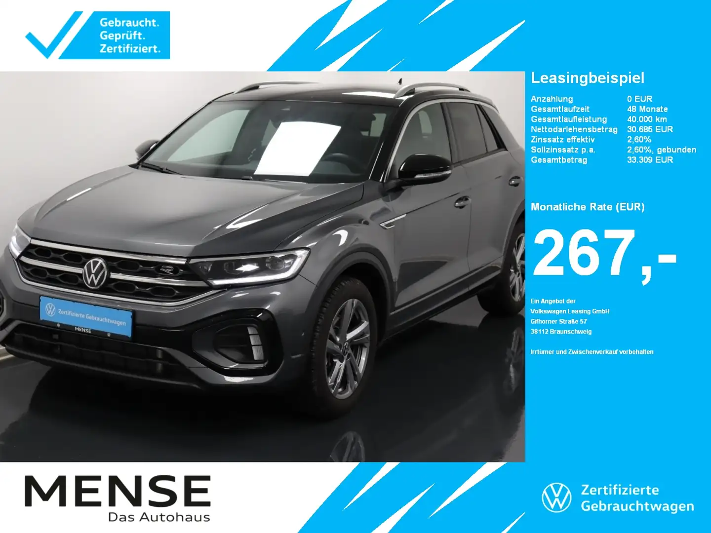 Volkswagen T-Roc 2.0 TDI DSG R-line |FLA|Massage|CarPlay|LM Grau - 1