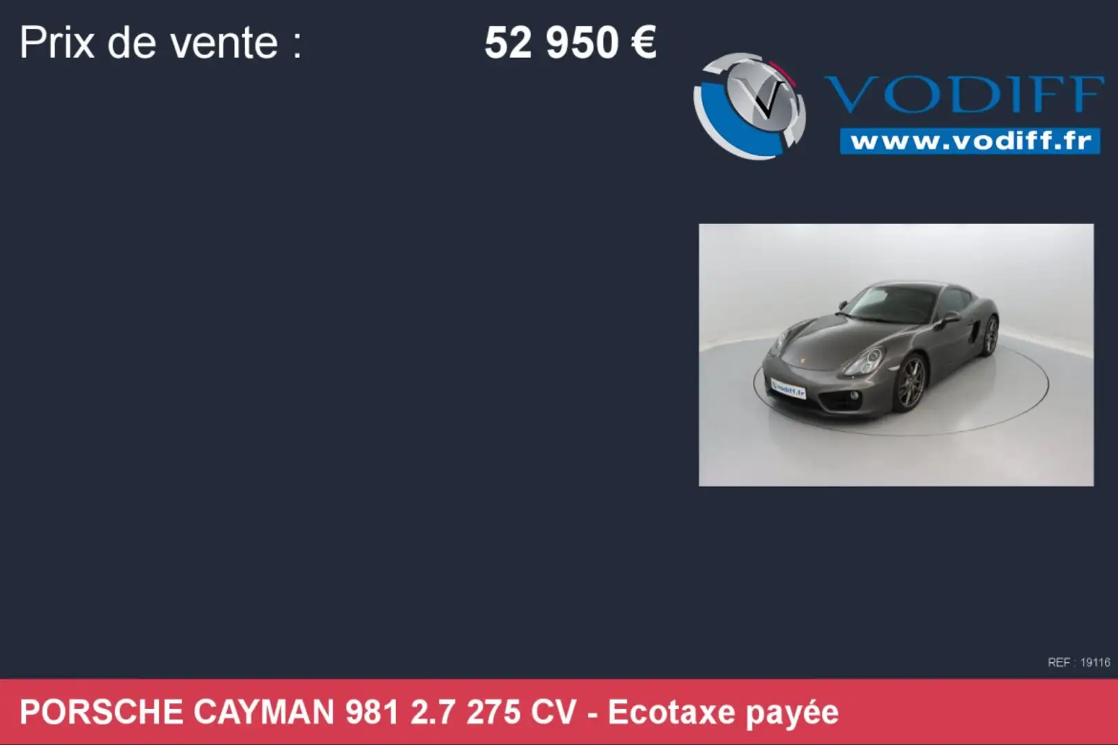 Porsche Cayman 981 2.7 275 CV Gris - 2
